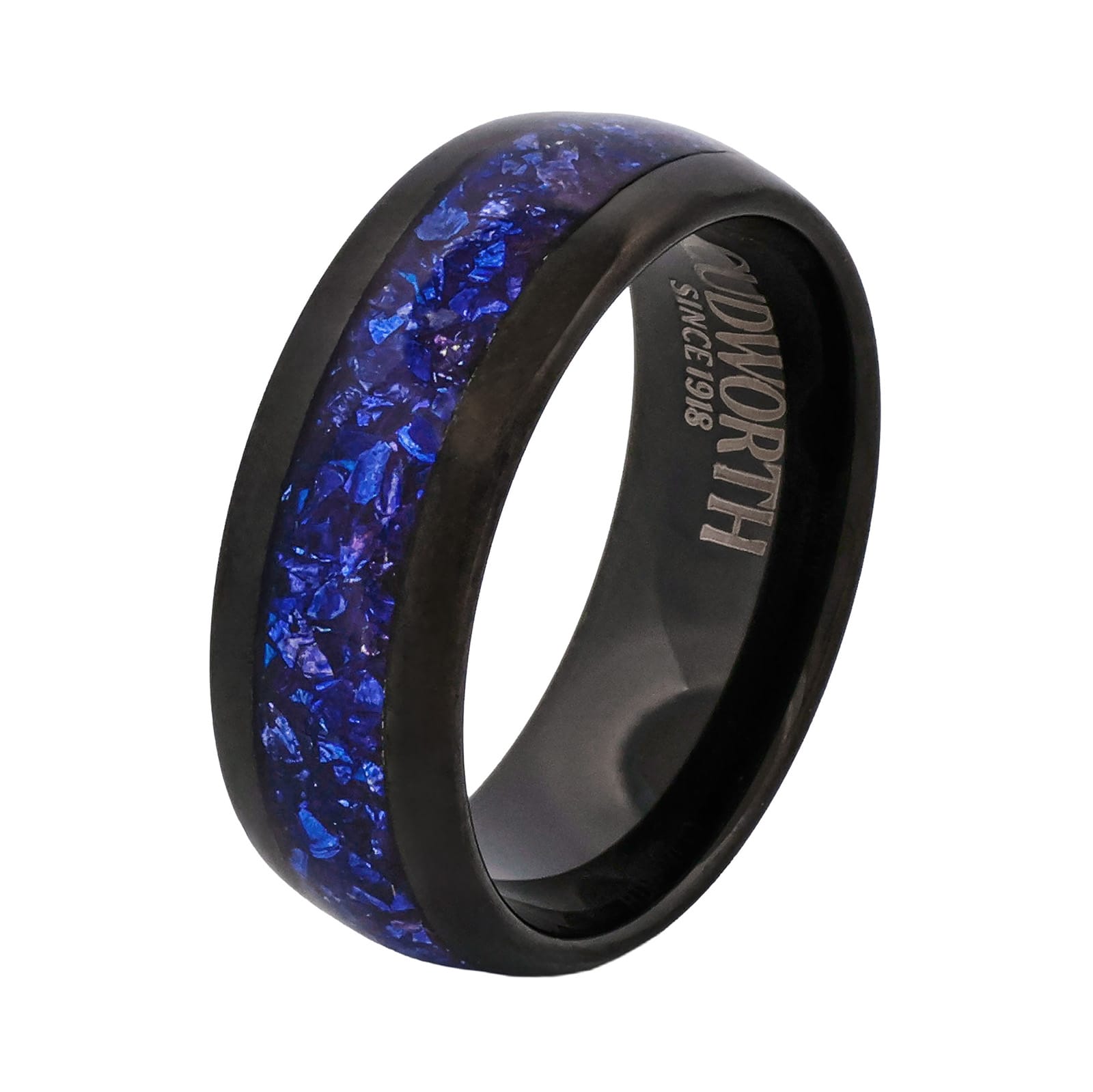 Cudworth Polished Black Ion Plated Tungsten Ring - Deep Current