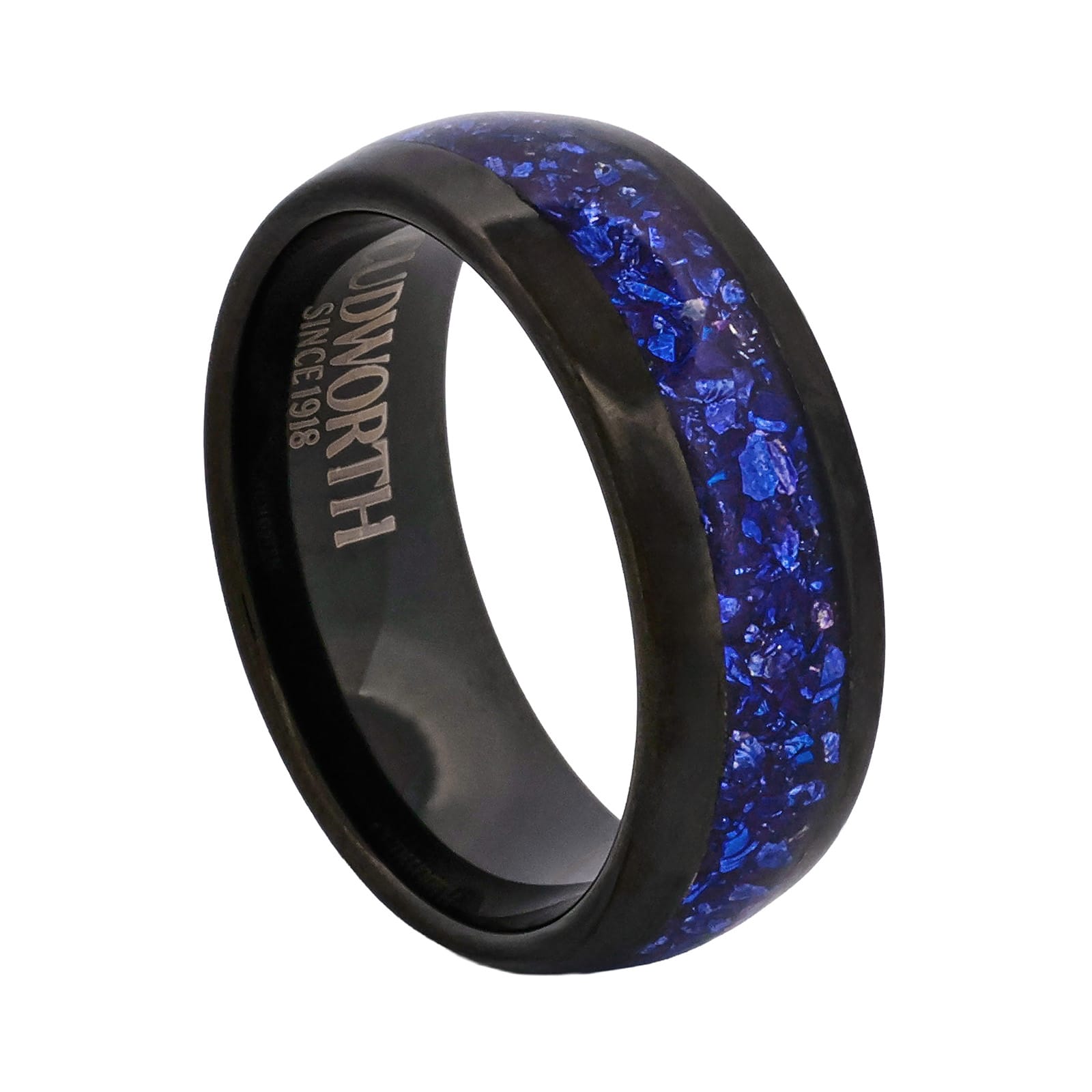Cudworth Polished Black Ion Plated Tungsten Ring - Deep Current