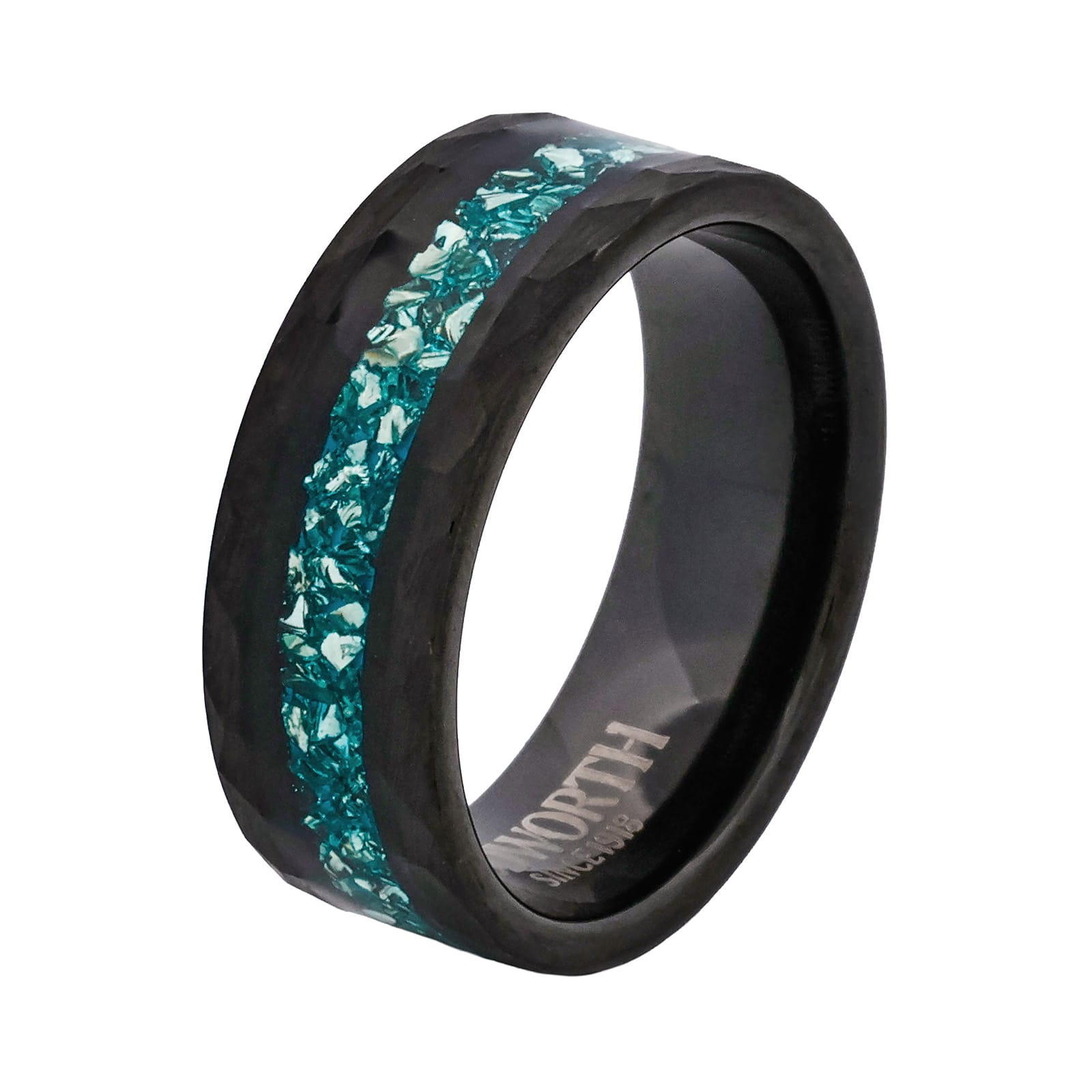 Cudworth Faceted Black Ion Plated Tungsten Ring - Verdant Crest