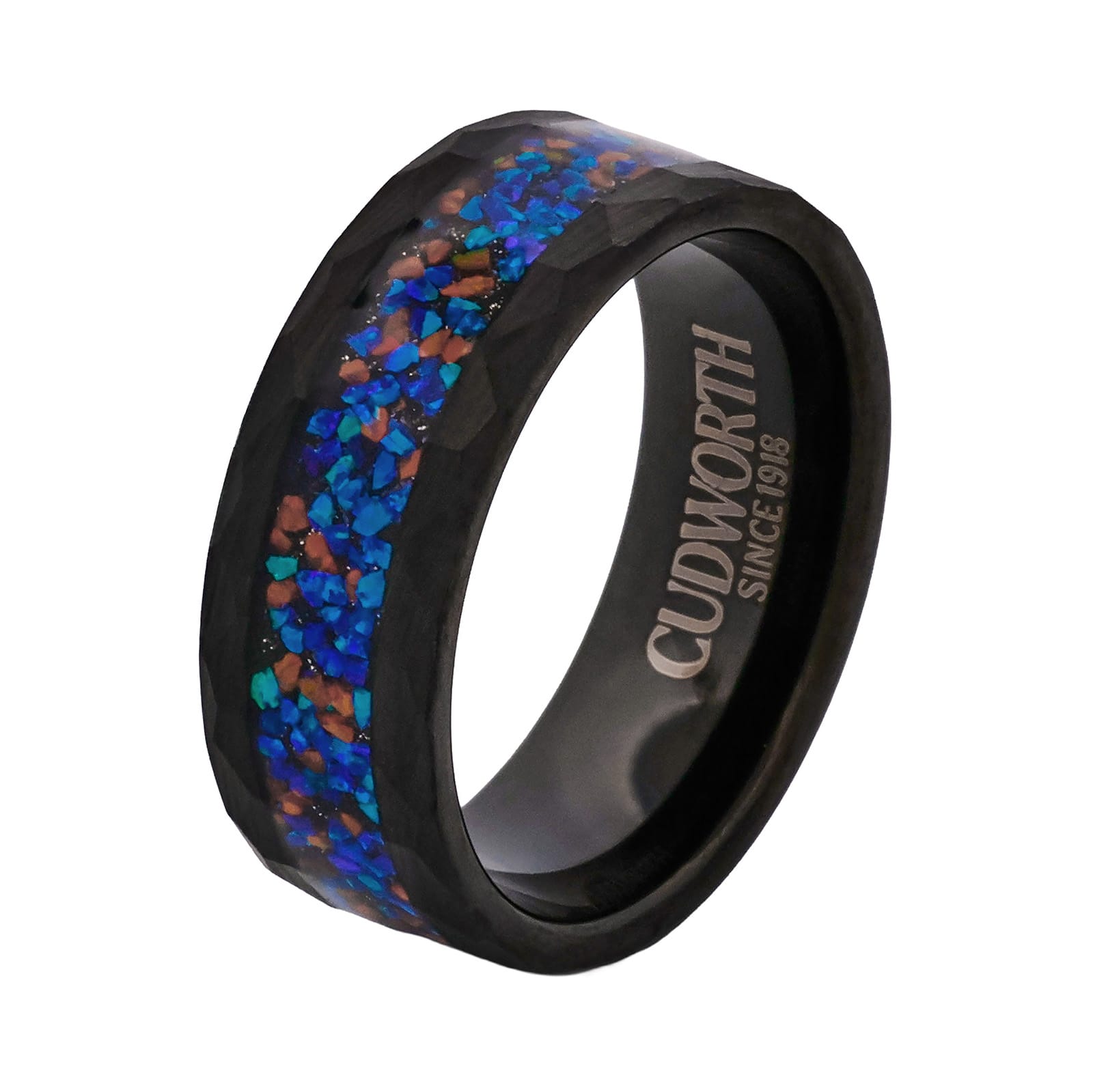 Cudworth Faceted Black Ion Plated Tungsten Ring - Ember Spectrum