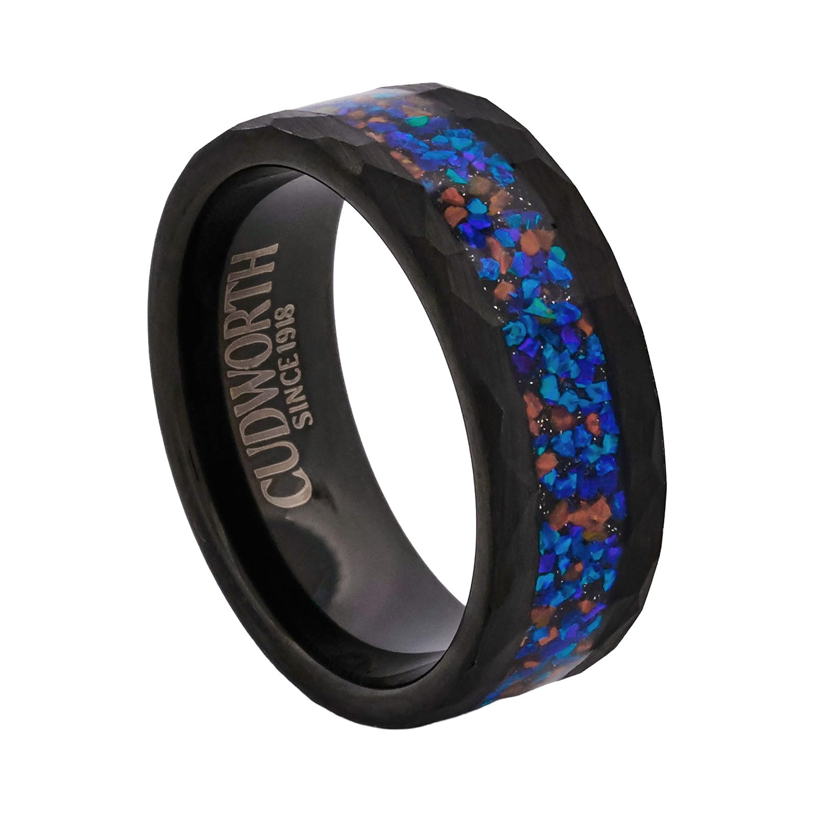 Cudworth Faceted Black Ion Plated Tungsten Ring - Ember Spectrum
