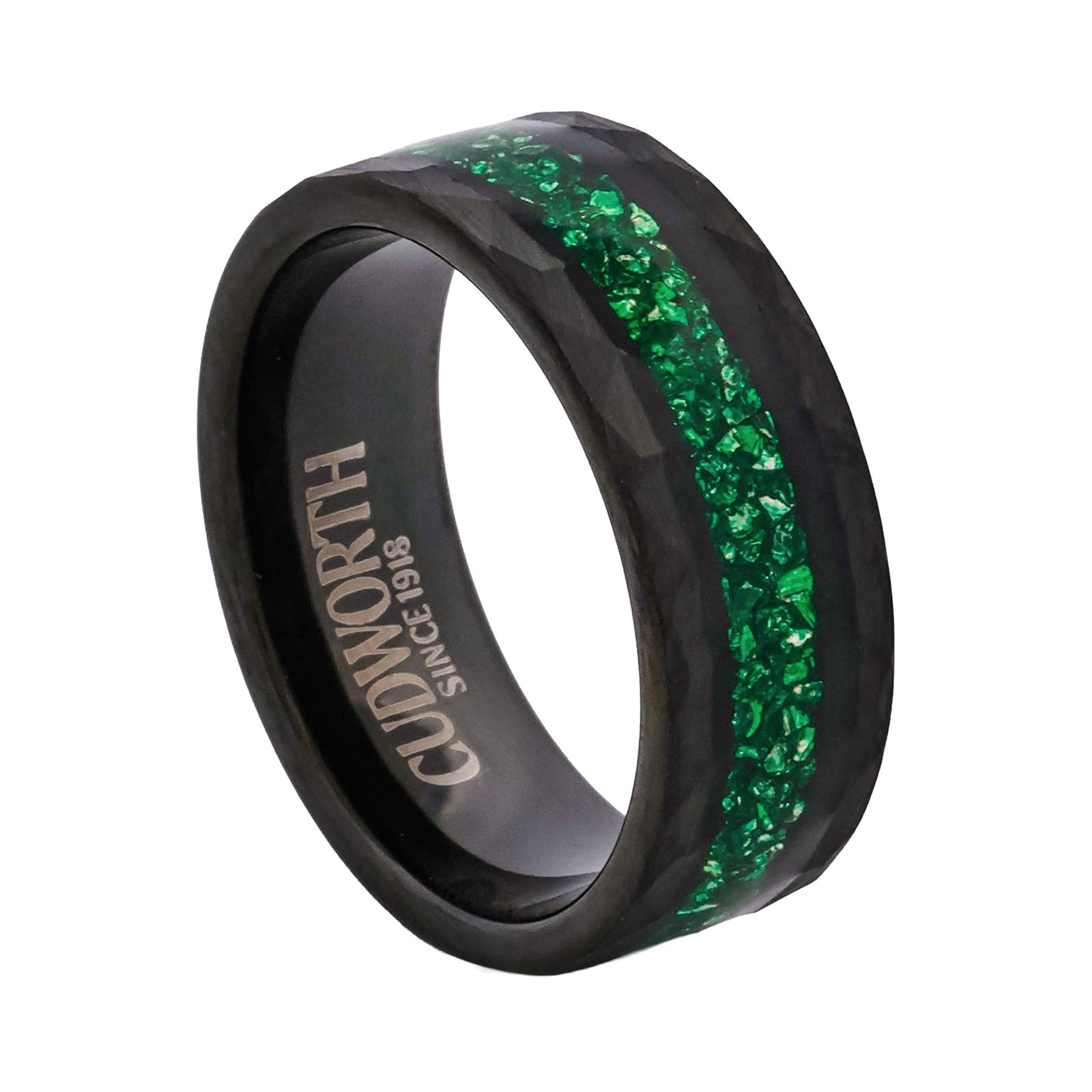 Cudworth Faceted Black Ion Plated Tungsten Ring - Emerald Shard