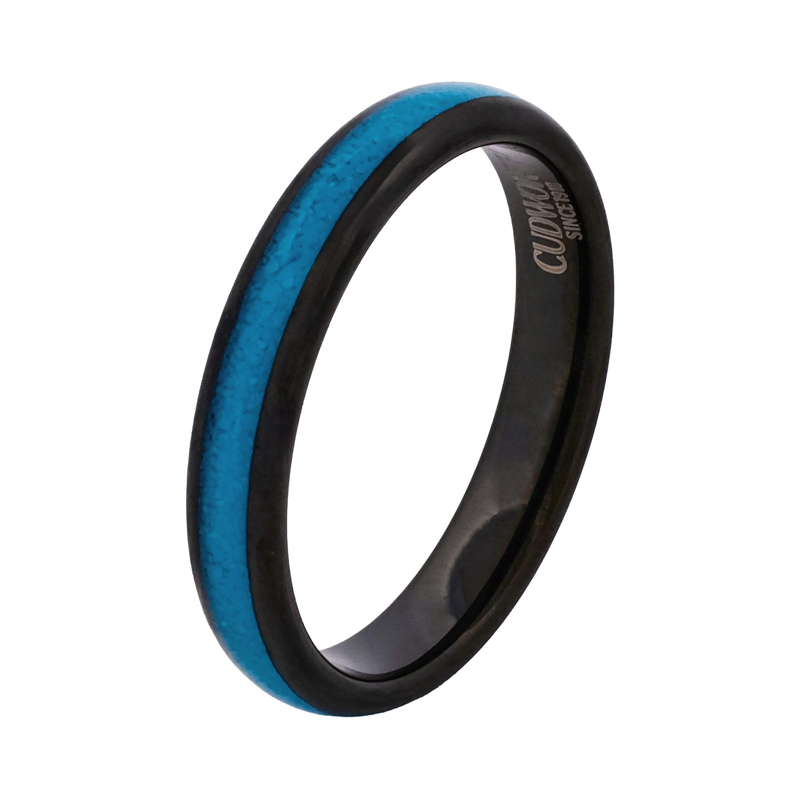 Cudworth 4mm Polished Black Ion Plated Tungsten Ring - Azure Slim