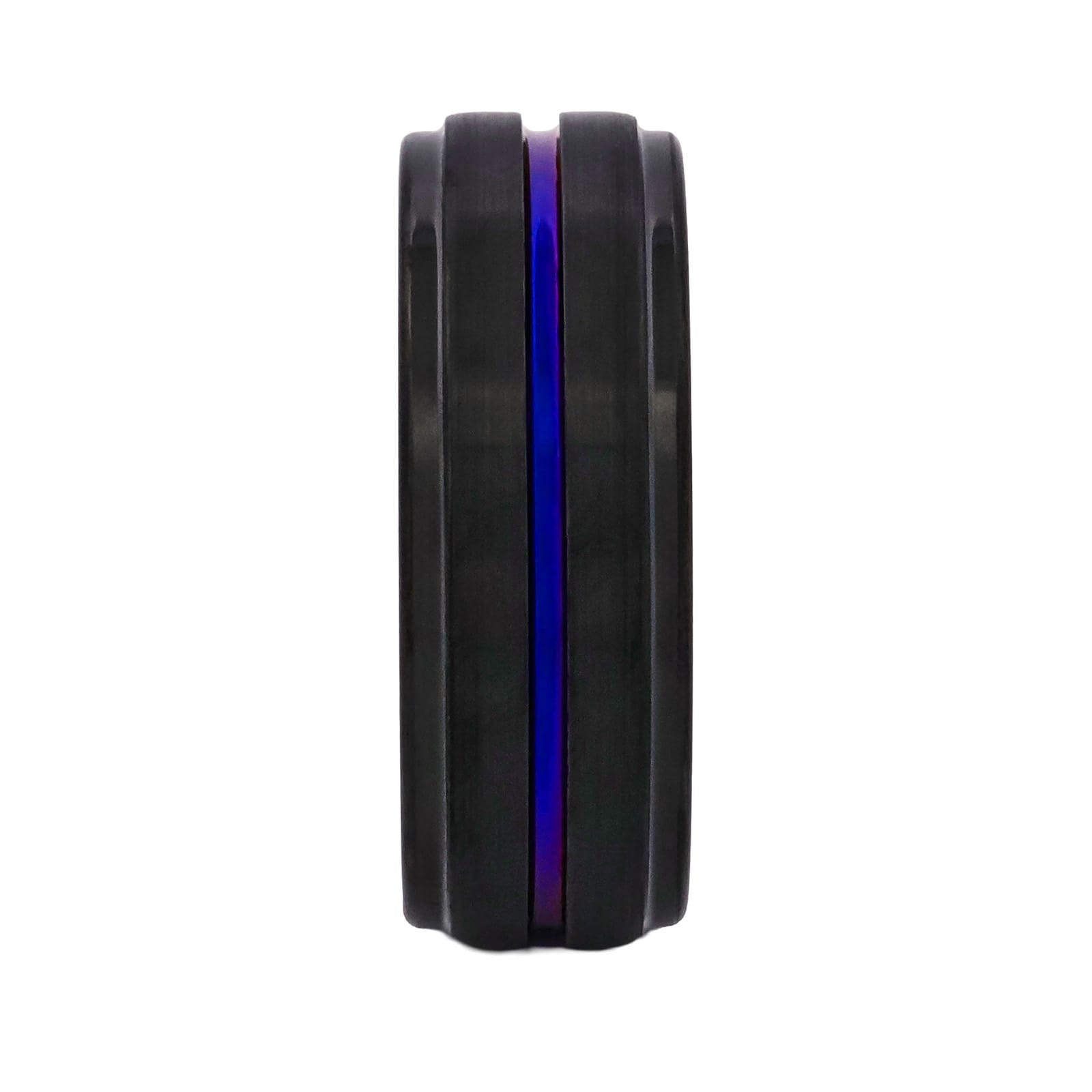 Cudworth Polished Black and Blue Ion Plated Tungsten Ring - Azure Edge