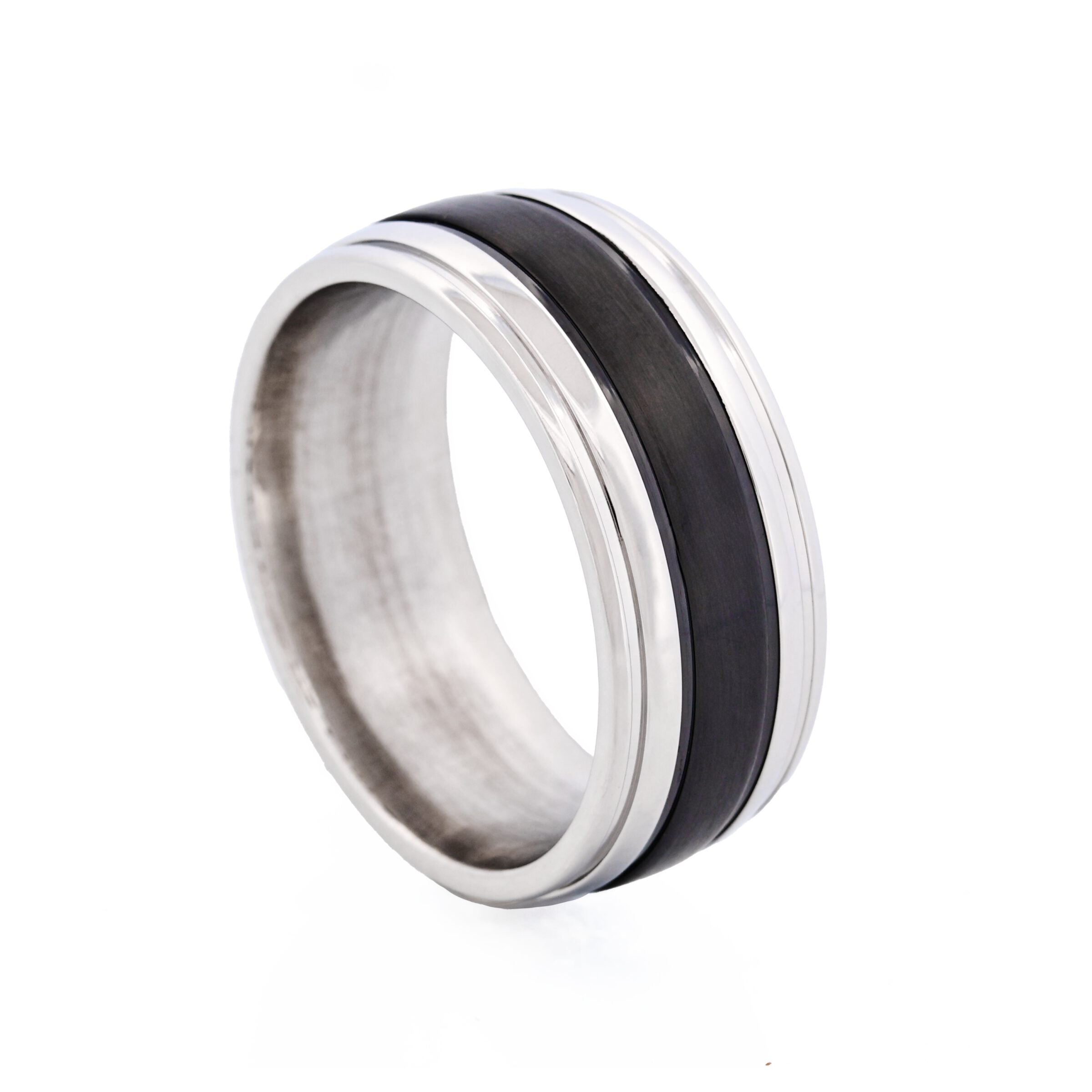 Stainless Steel Ion Plated Black Centre-Band Ring