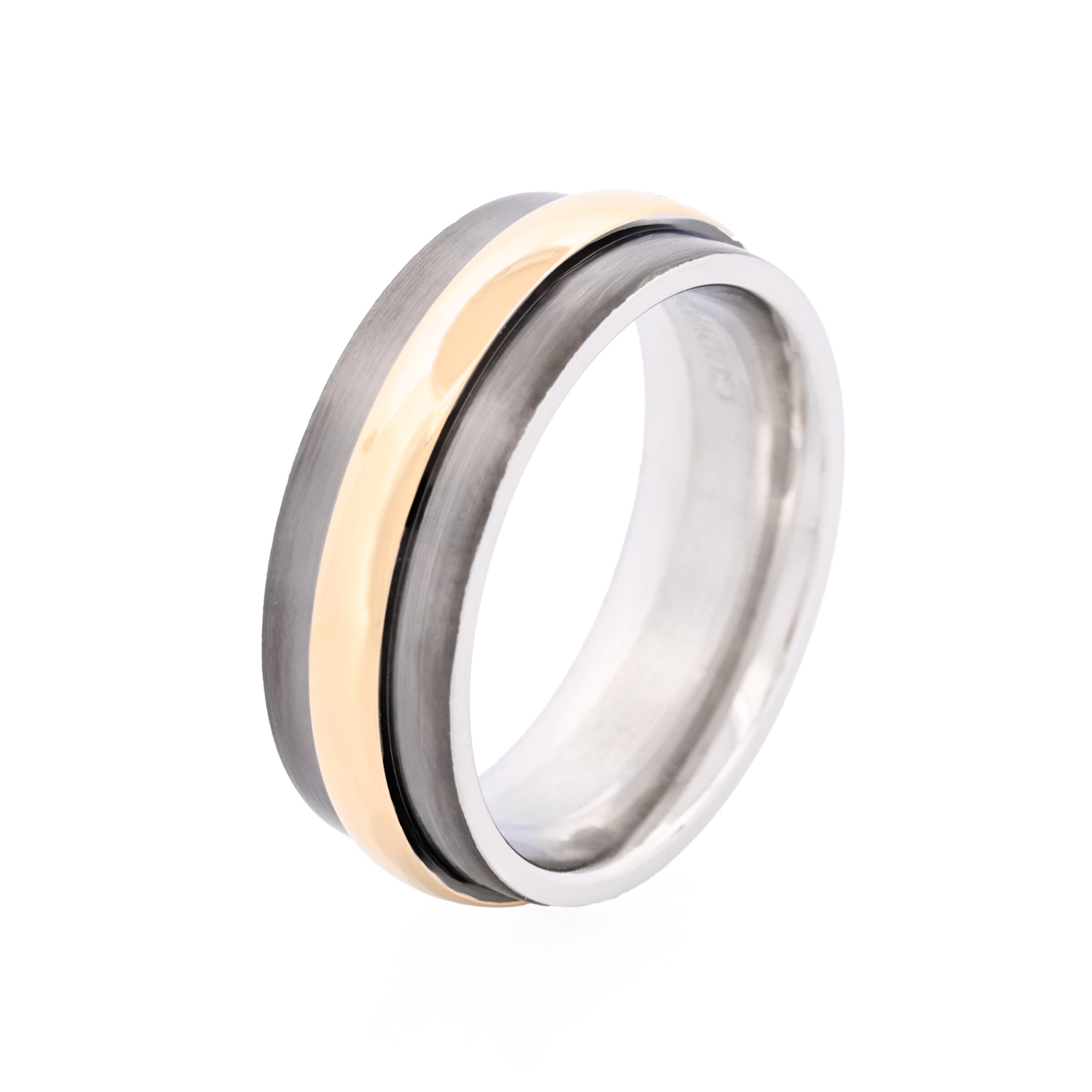 Stainless Steel Ion Plated Black & Ion Plated Gold Ring