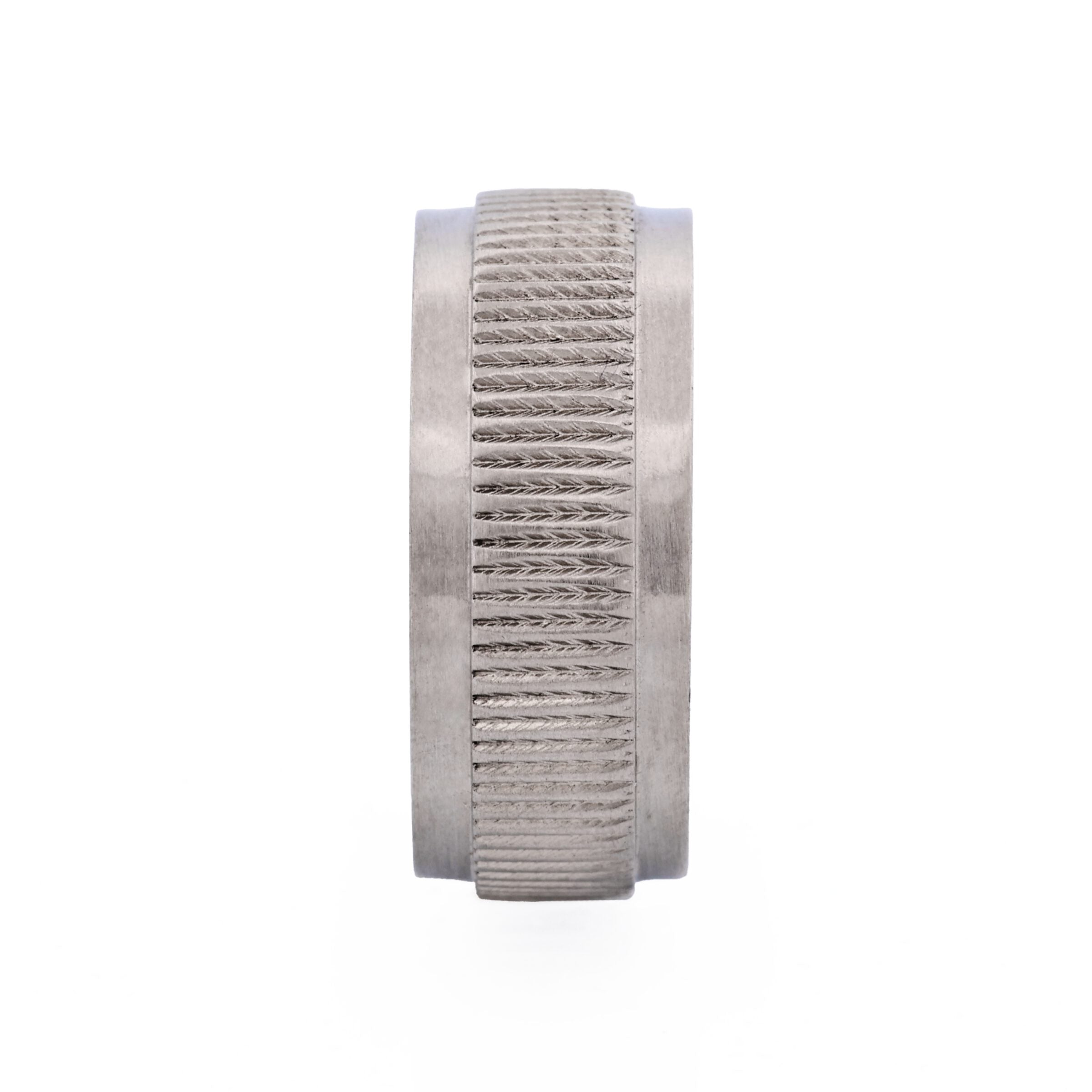 Polished Stainless Steel Ring with Frosted swirl Pattern