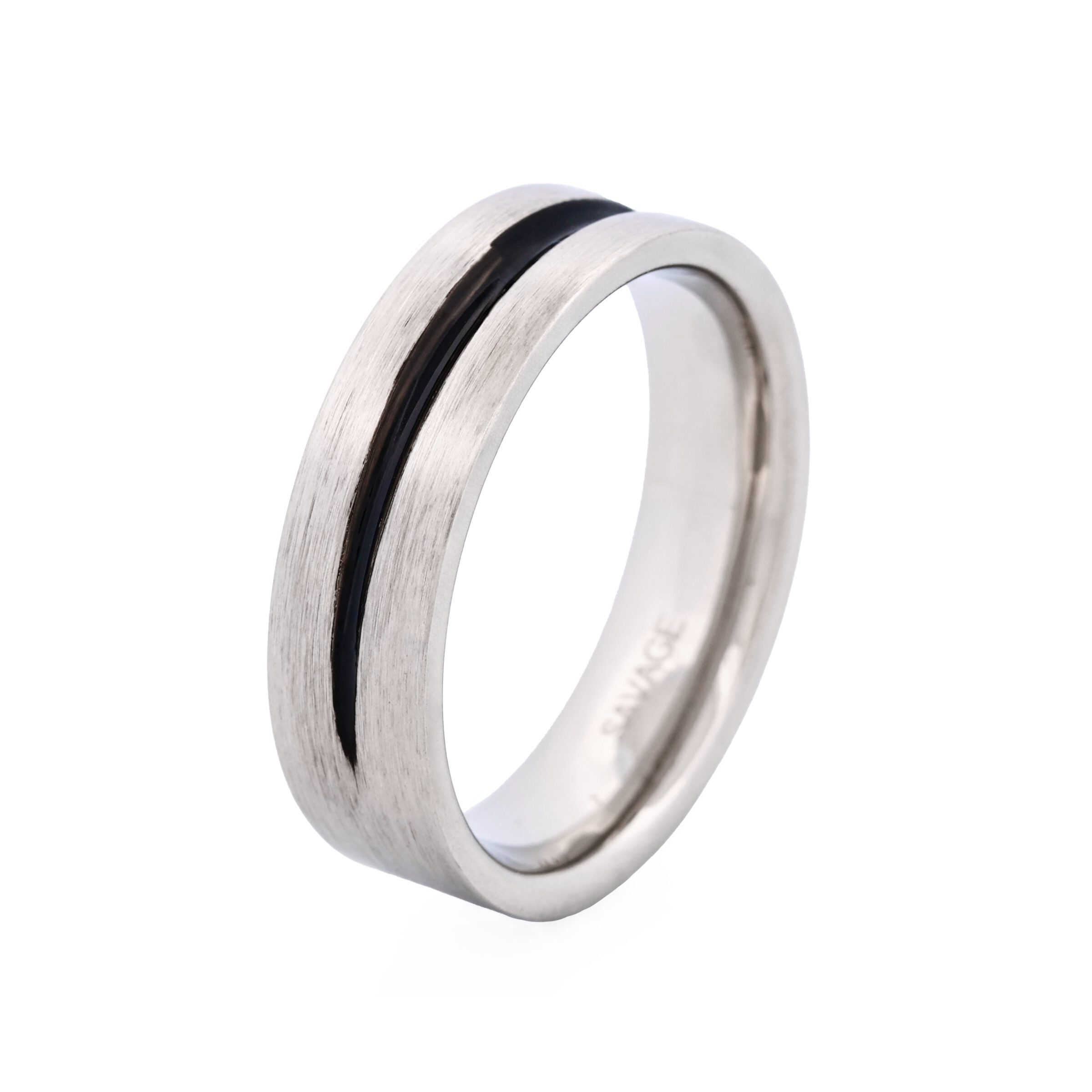 Brushed Stainless Steel with Black Resin Centre