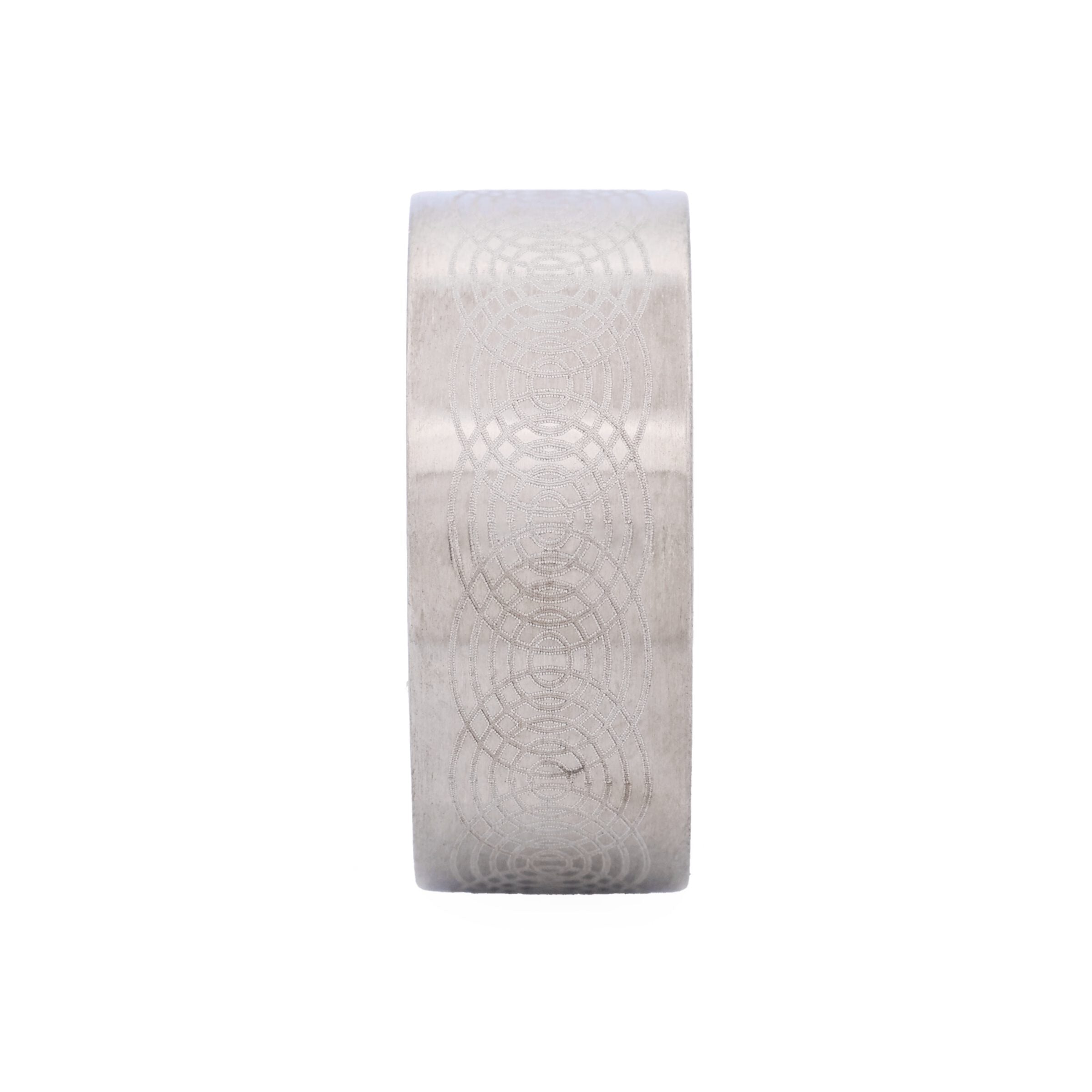Brushed Stainless Steel Ring with Lasered Patten