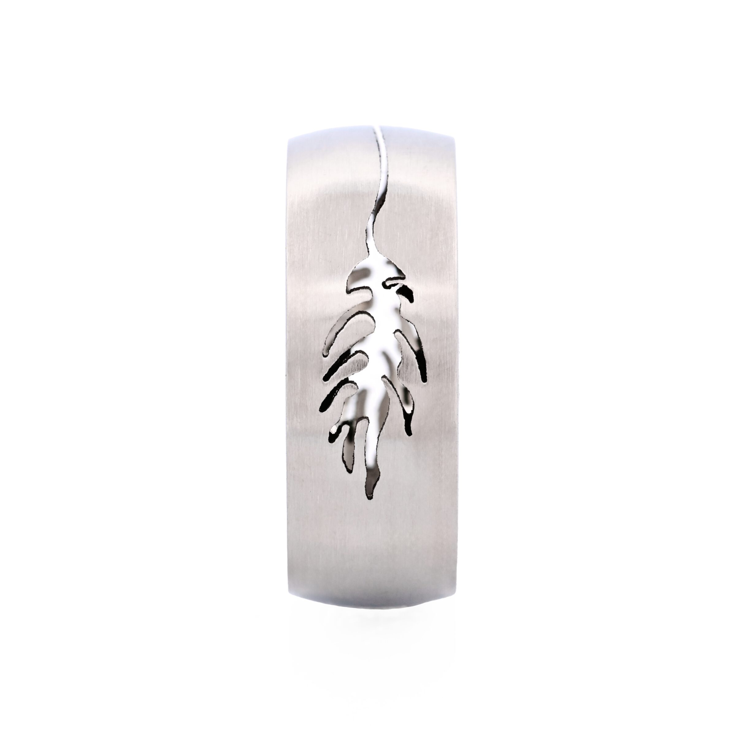 Brushed Stainless Steel with Cutout Fish Pattern Ring