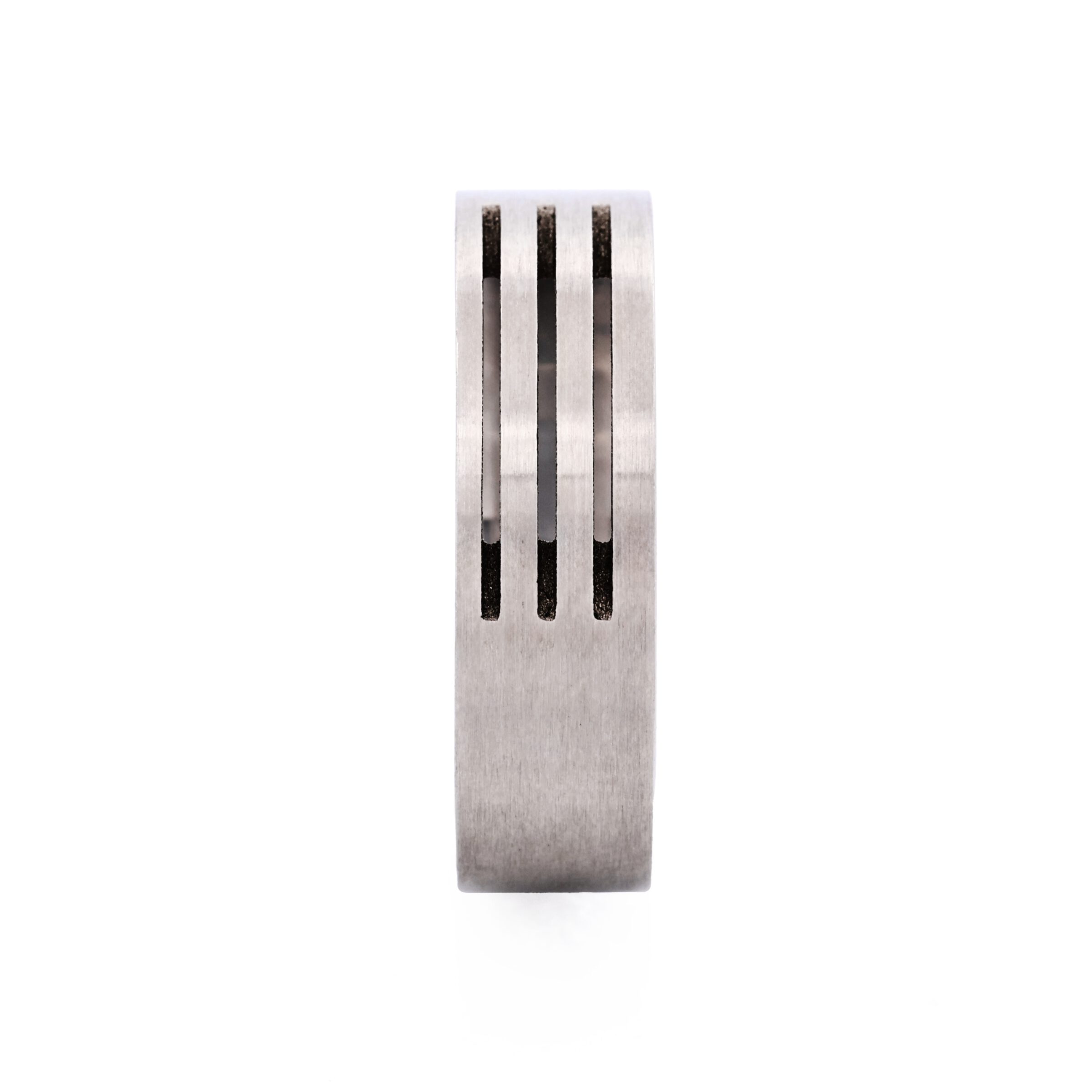 Brushed Stainless Steel Ring with Three Cutout lines