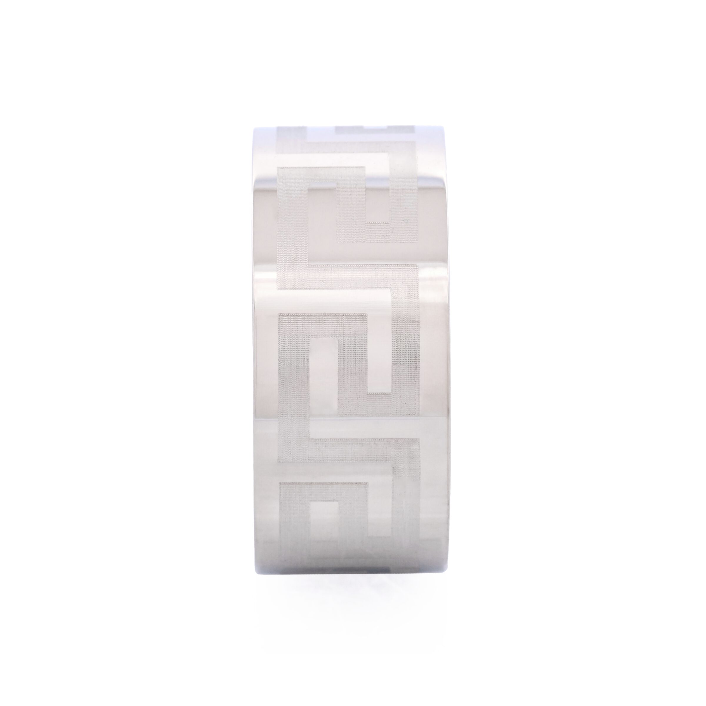 Stainless Steel with Greek Key Pattern Ring