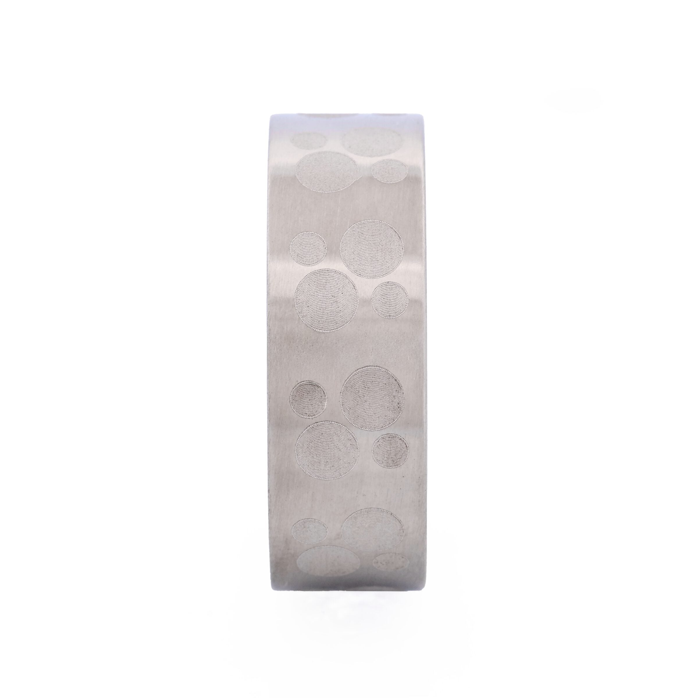 Brushed Stainless Steel Ring with Frosted Circle Pattern