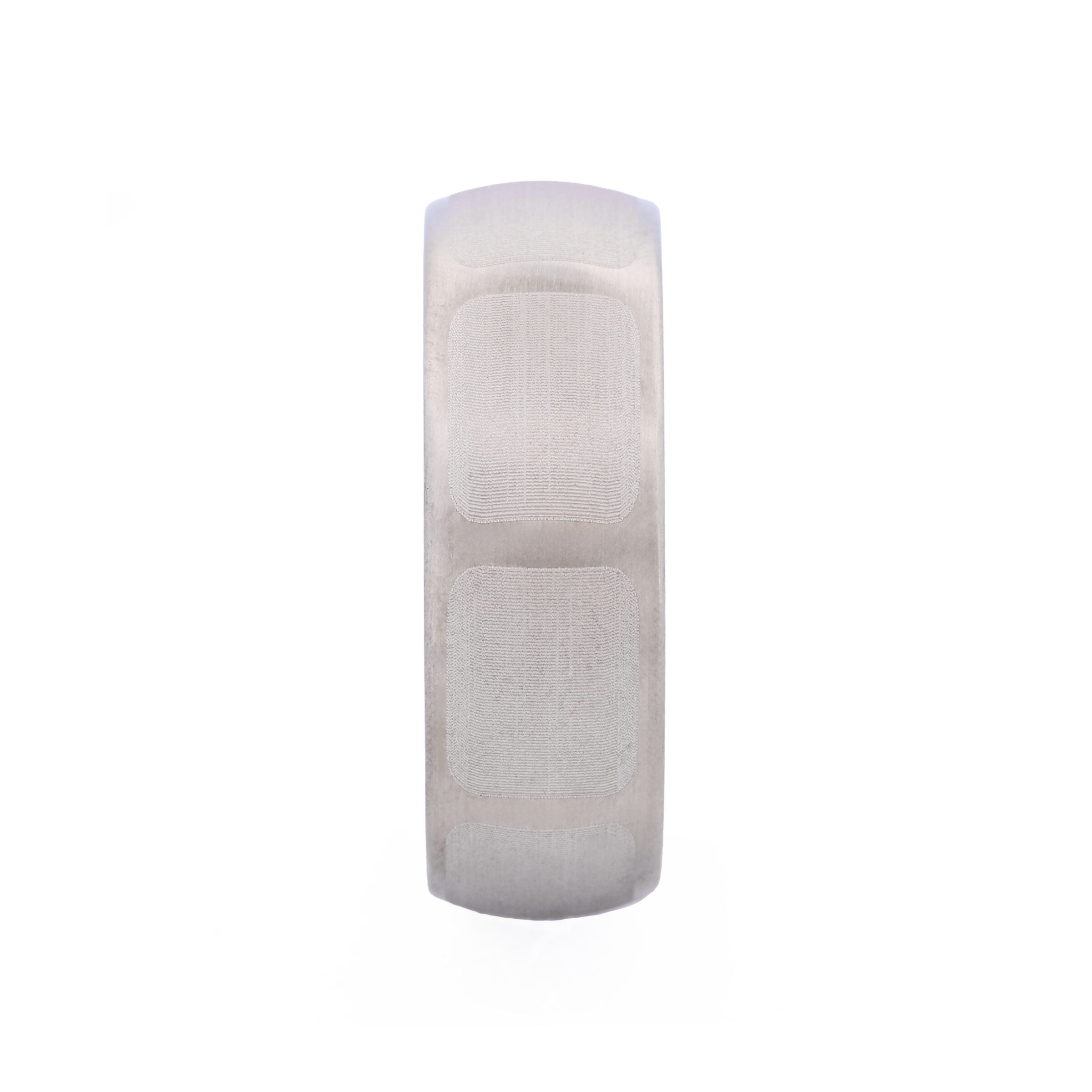 Brushed Stainless Steel Ring with Frosted Square Wrap Around Pattern