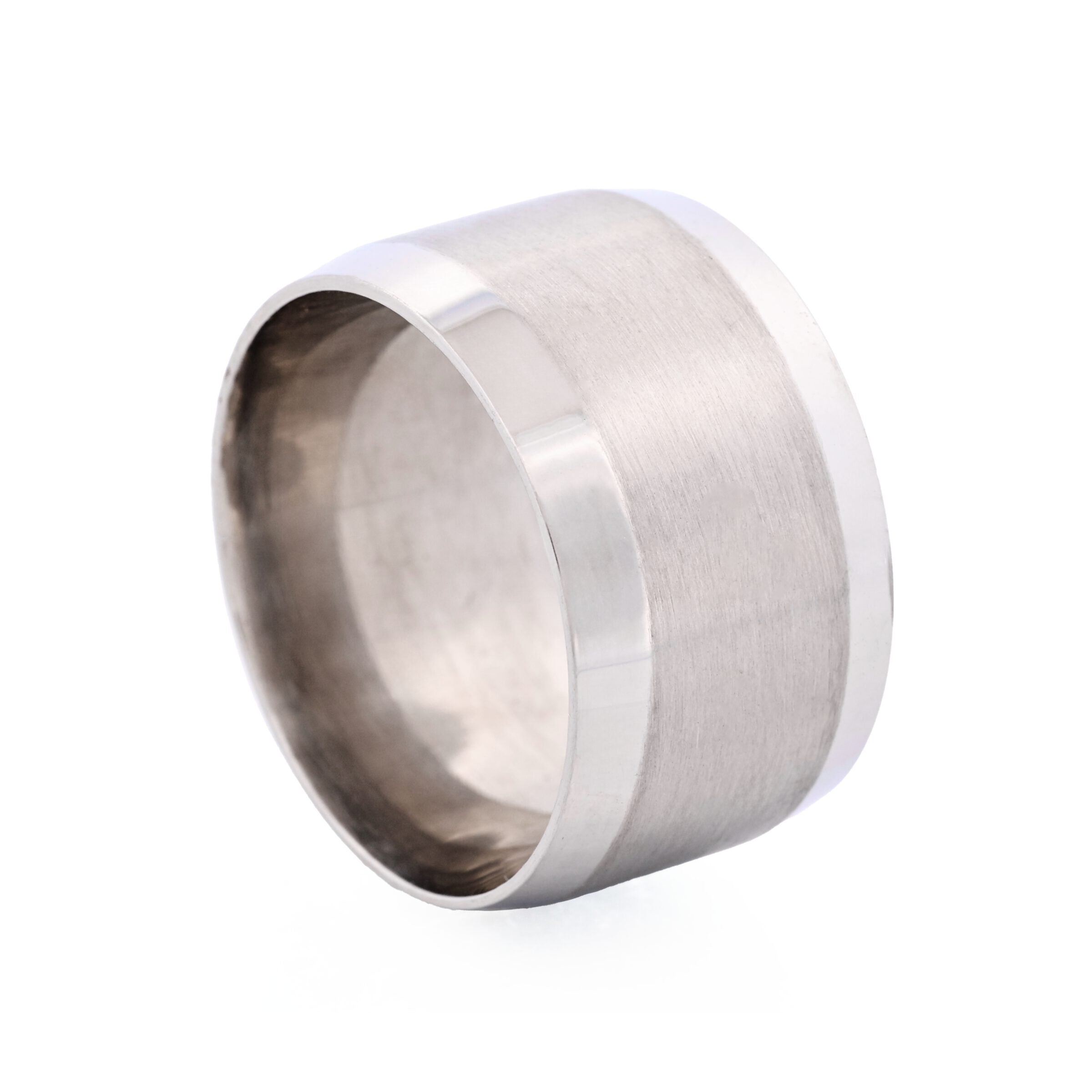 Brushed centre & Polished sides wide Stainless Steel Ring