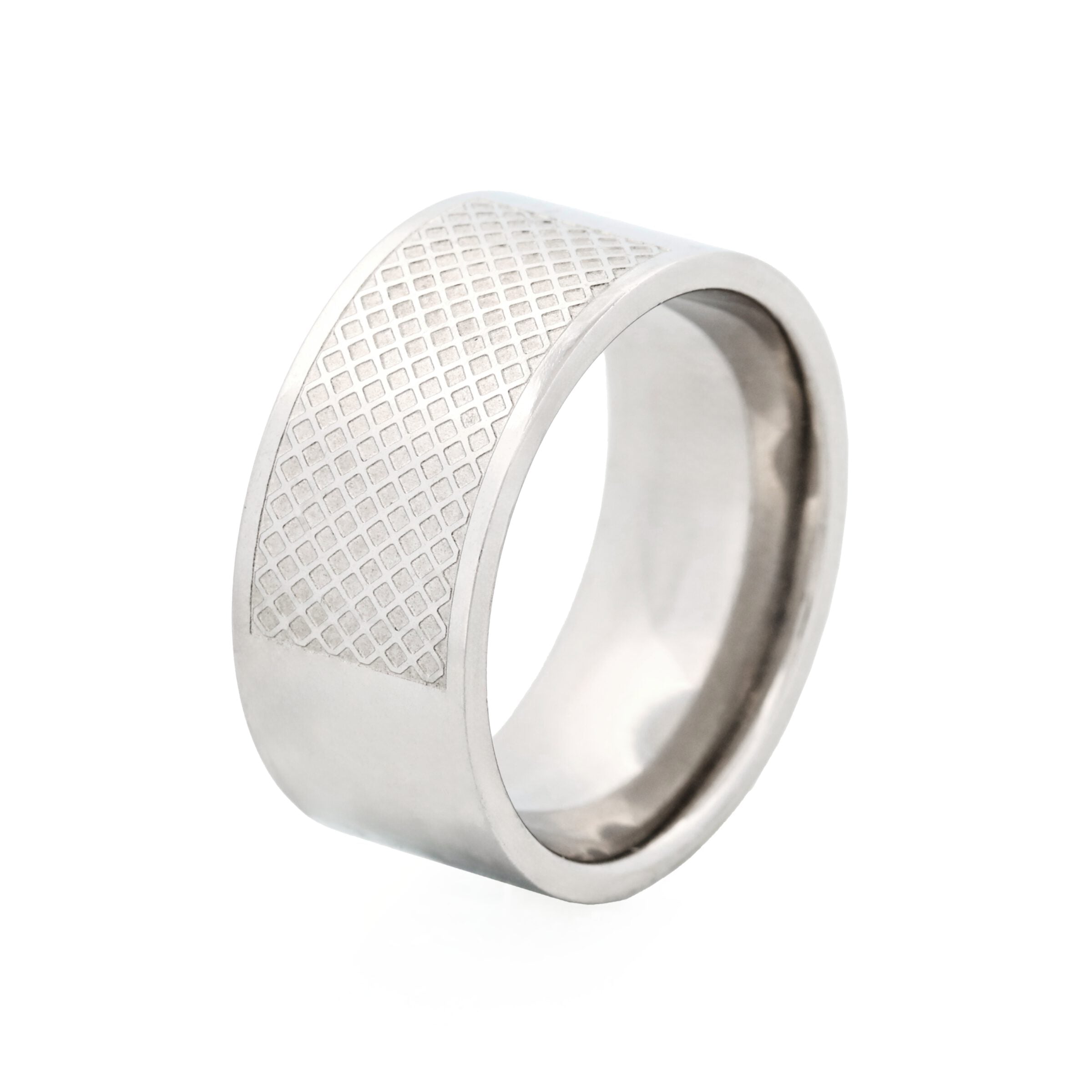 Polished Stainless Steel Ring with Lattice pattern