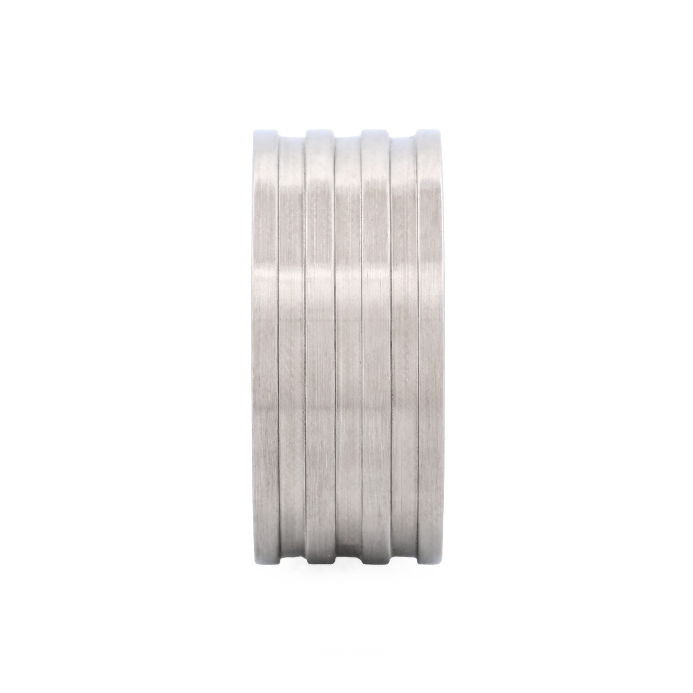 Brushed Ribbed Striped Stainless Steel Ring
