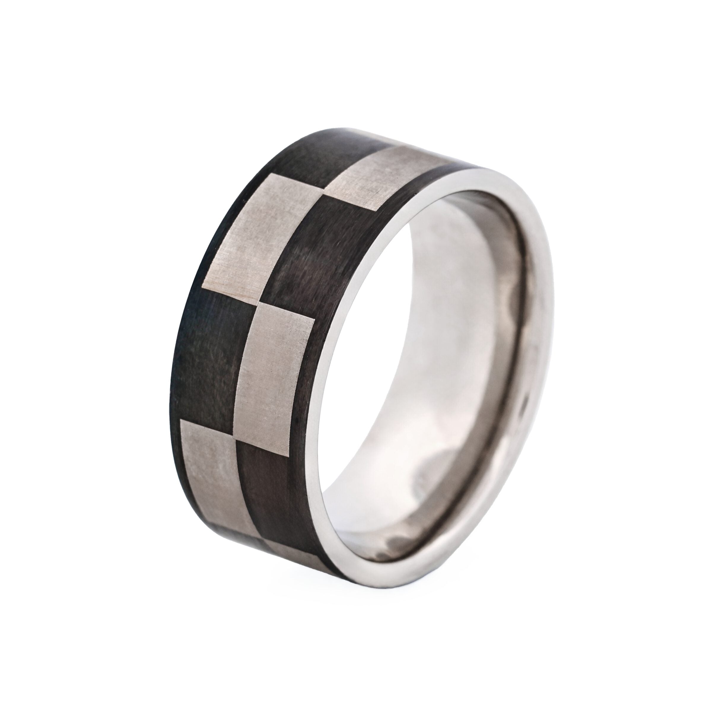 Frosted Stainless Steel with Ion Plated Black Check Ring