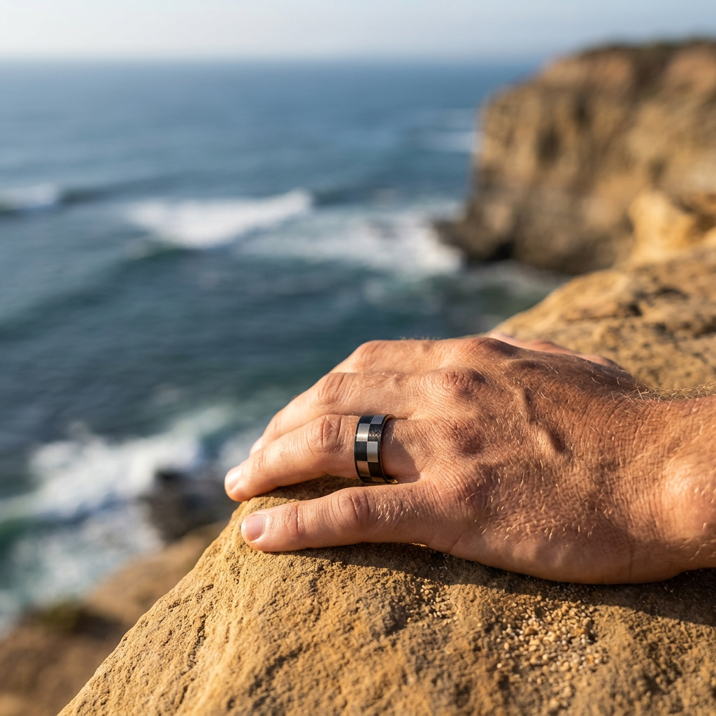 Frosted Stainless Steel with Ion Plated Black Check Ring
