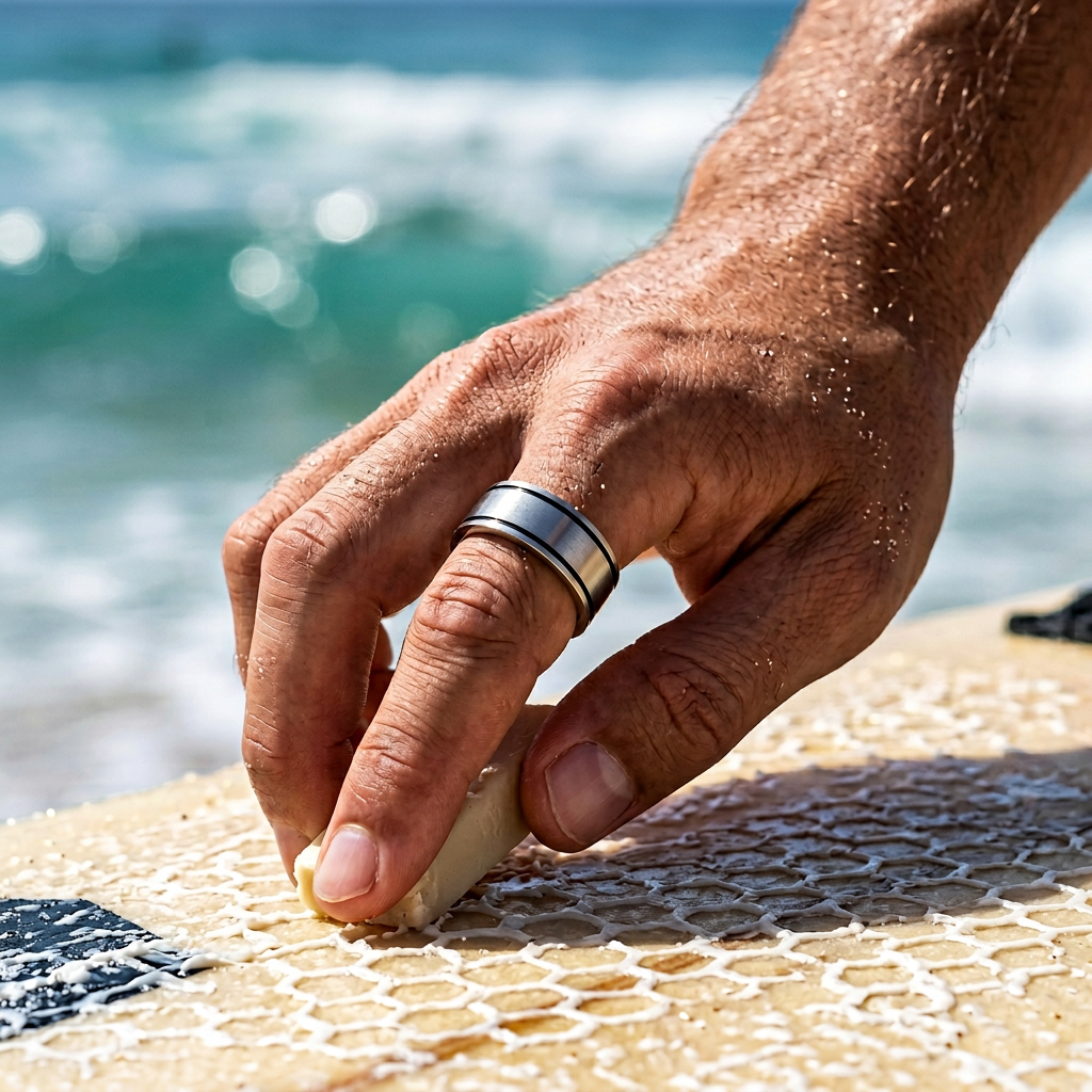 Brushed Stainless Steel Ring with Two Black Enamel lines