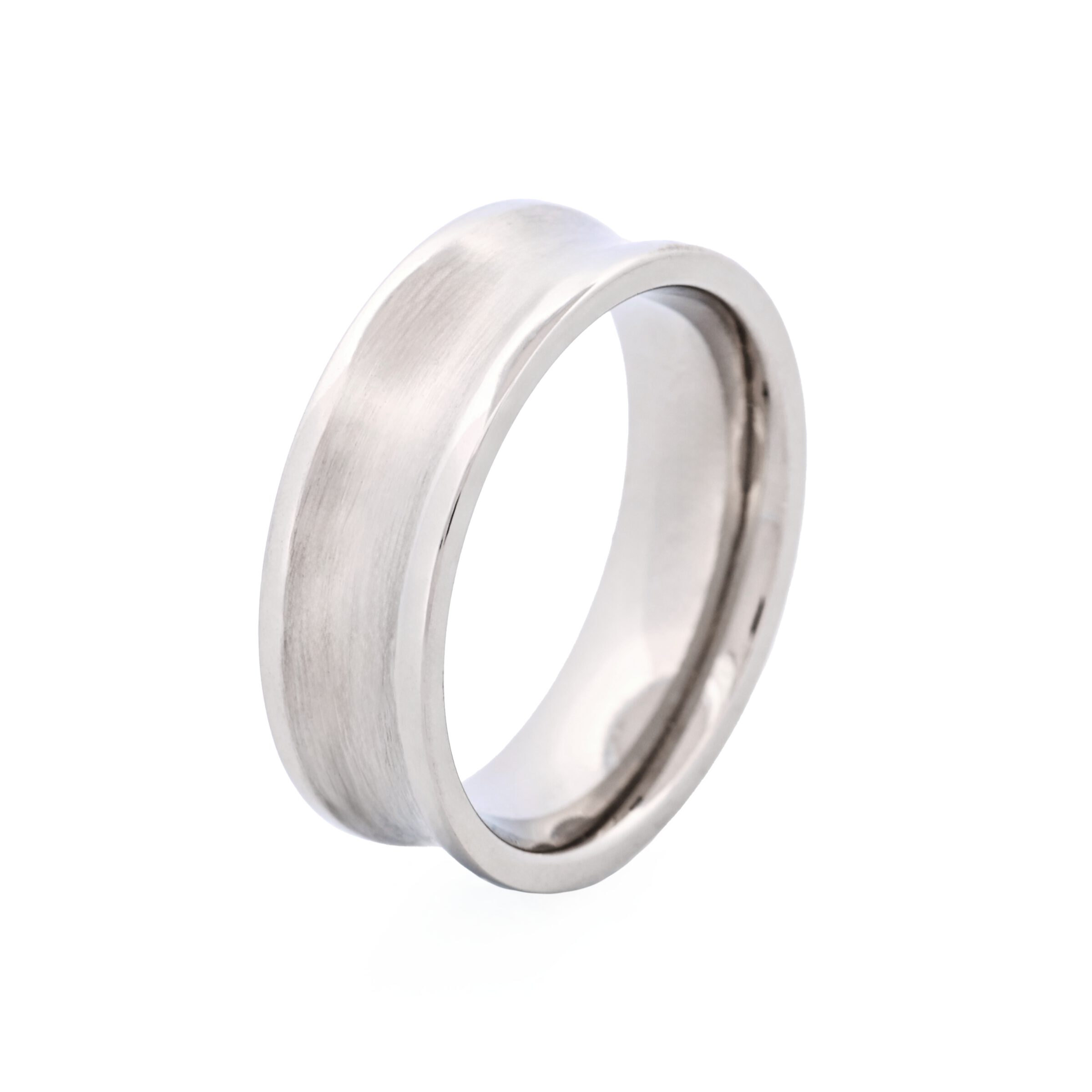 Brushed Stainless Steel Concave Band Ring