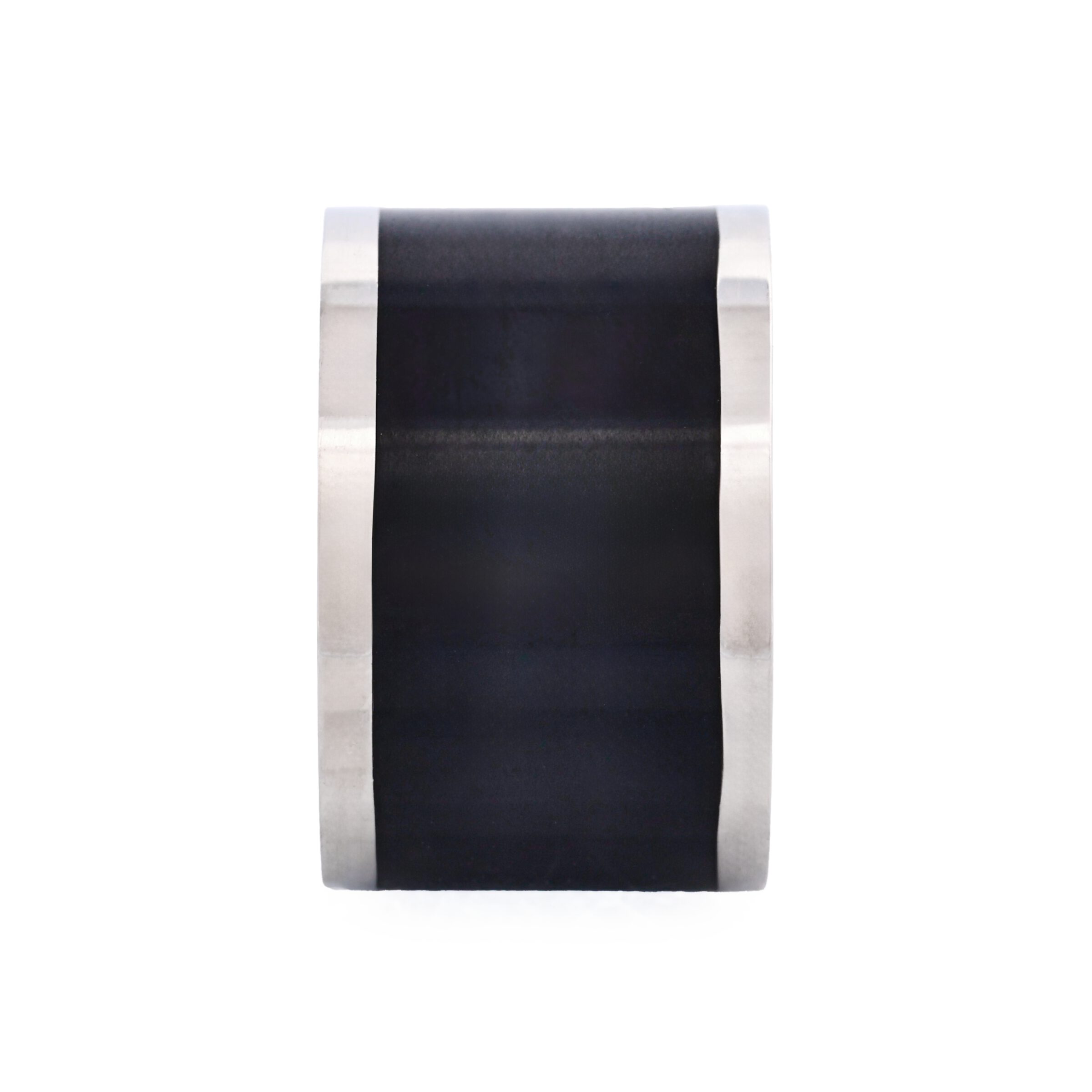 Polished Stainless Steel Ring with Black Lacquer Inlay