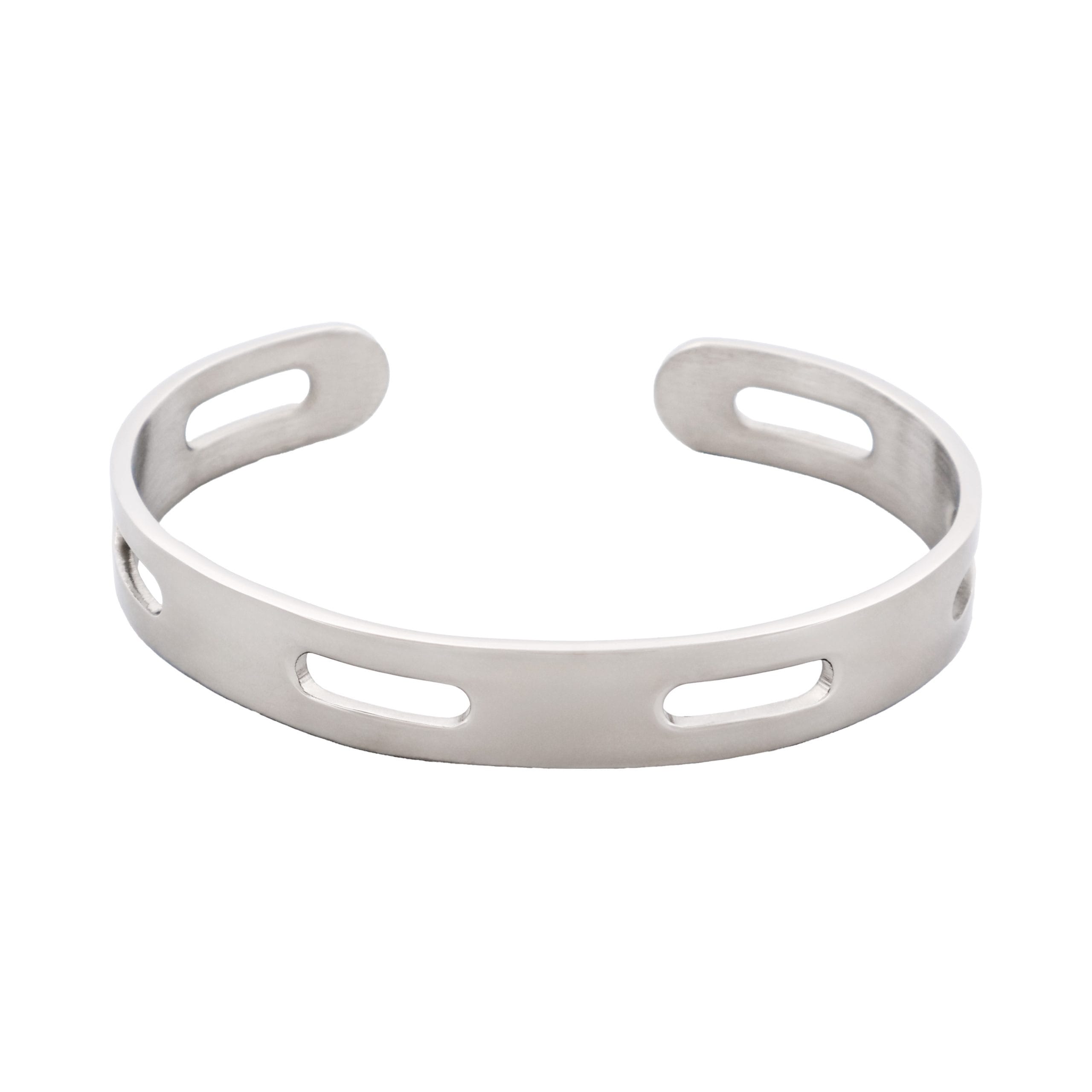 Polished Stainless Steel Cutout Design Cuff & Bangle