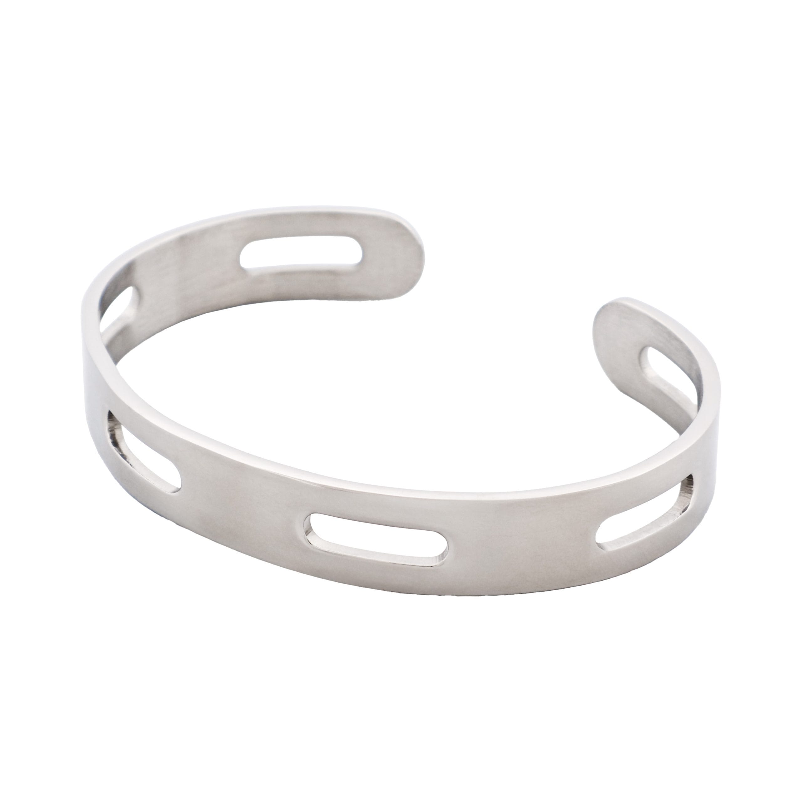 Polished Stainless Steel Cutout Design Cuff & Bangle