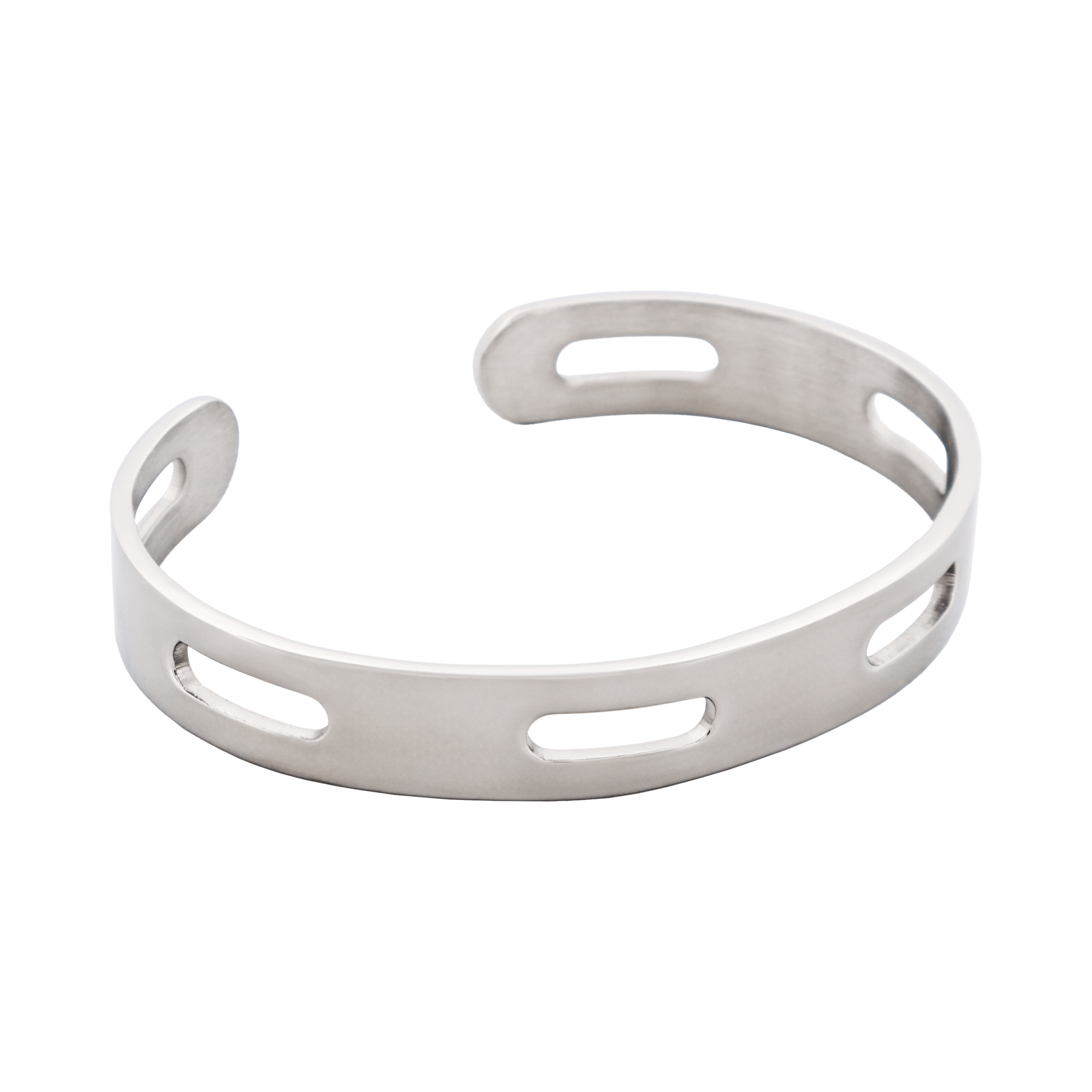 Polished Stainless Steel Cutout Design Cuff & Bangle