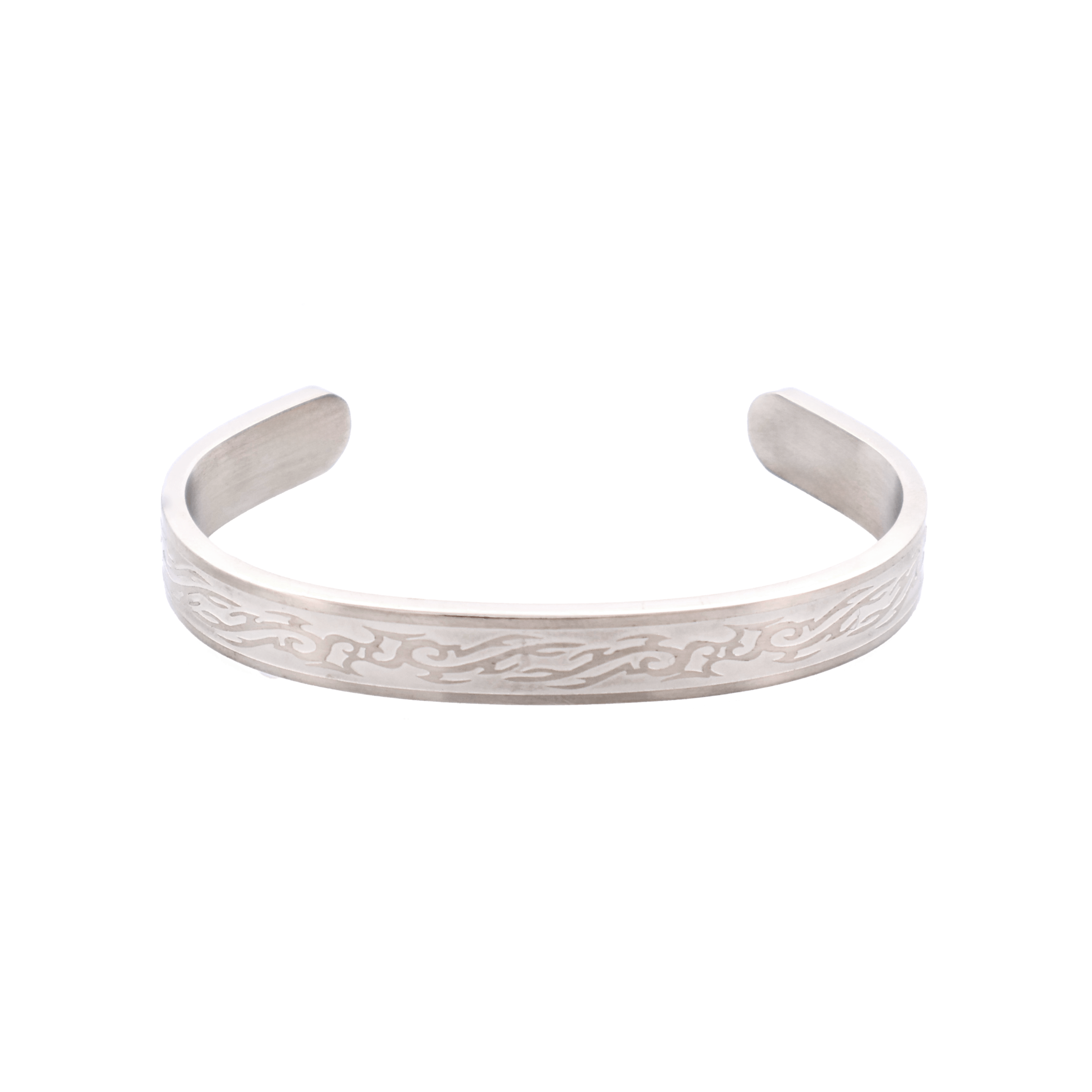Brushed Stainless Steel Bangle & Cuff with Etched Pattern