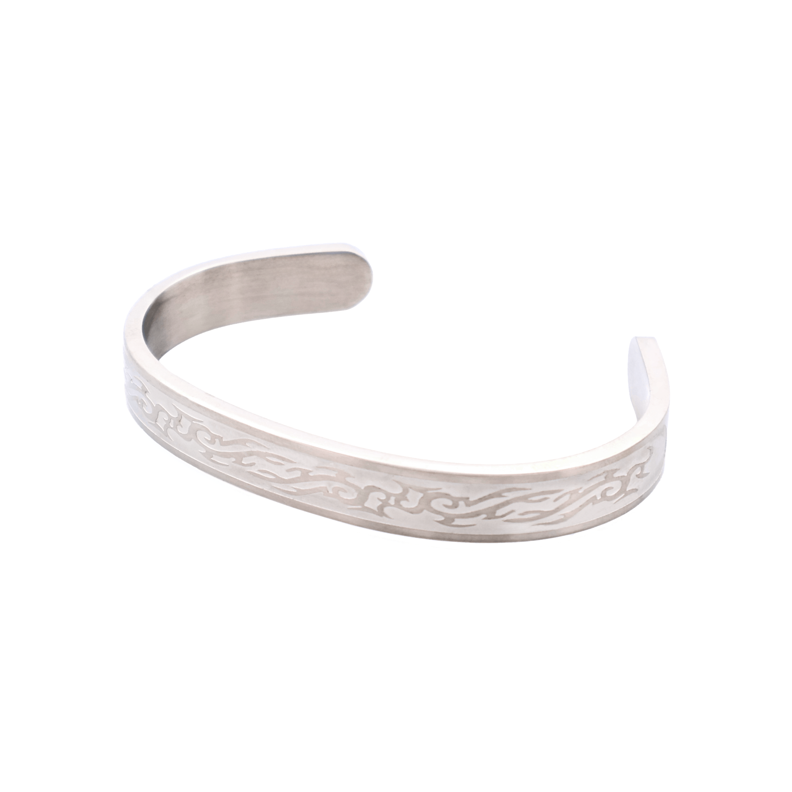 Brushed Stainless Steel Bangle & Cuff with Etched Pattern