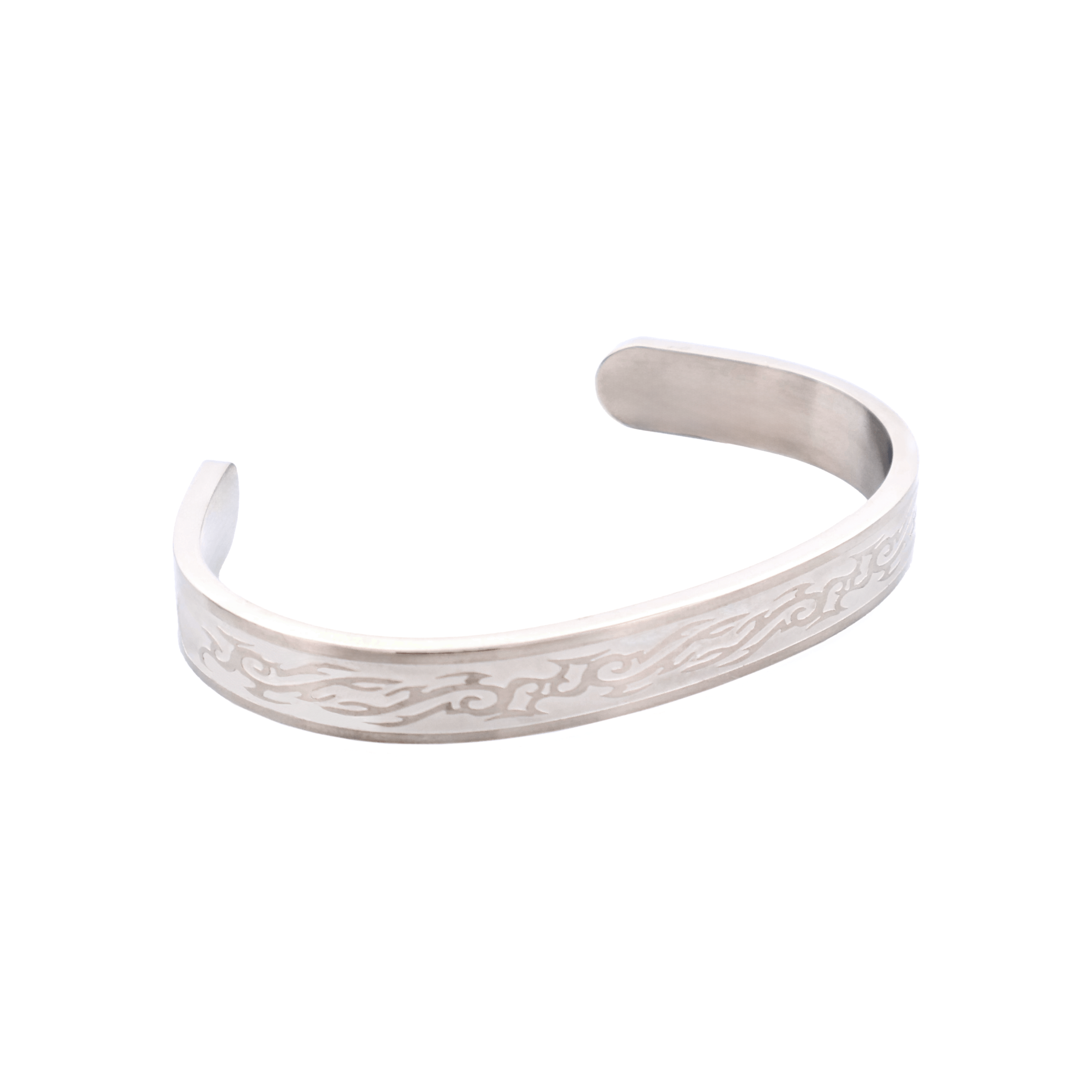 Brushed Stainless Steel Bangle & Cuff with Etched Pattern