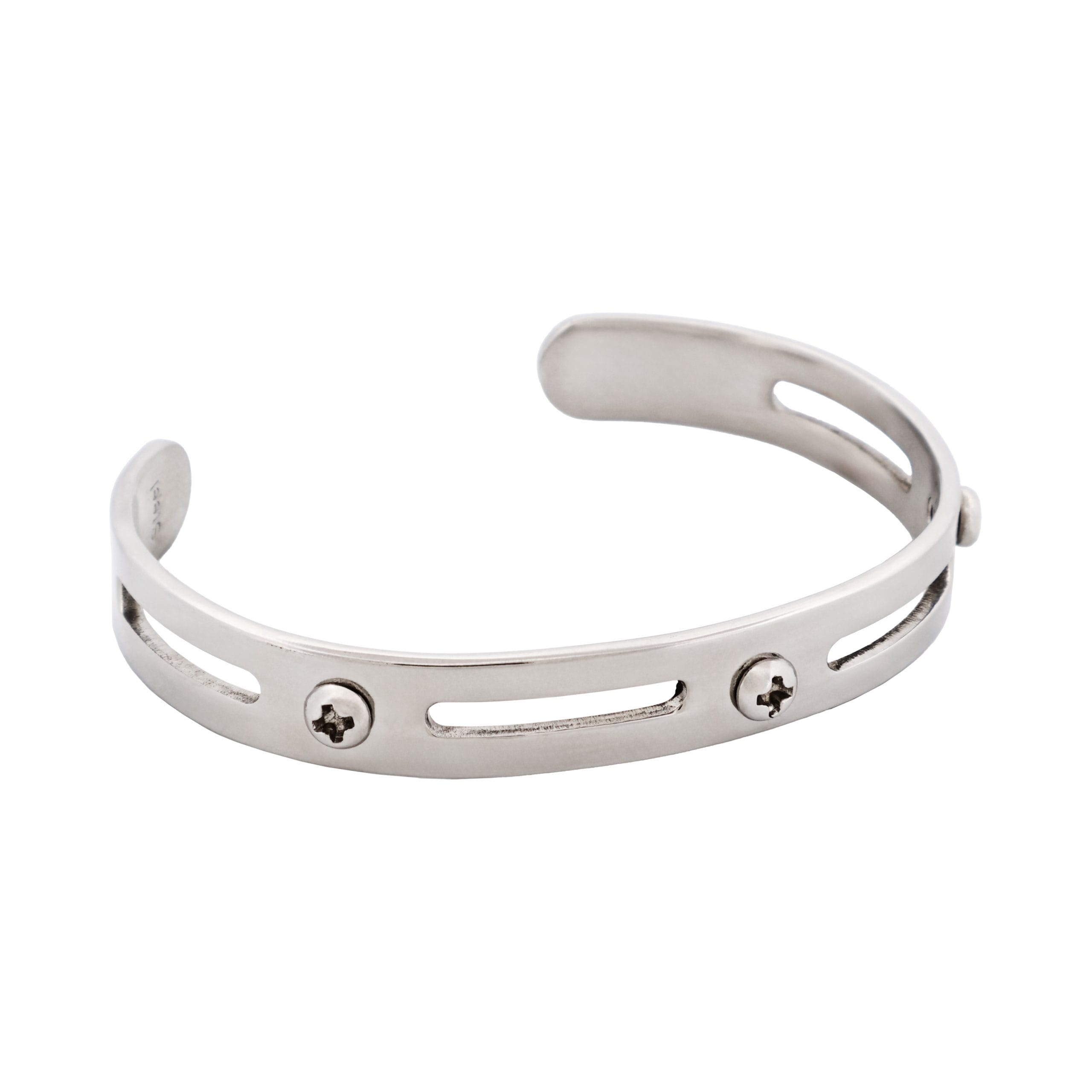 Polished Stainless Steel Bangle & Cuff with Cutout Design with Screws