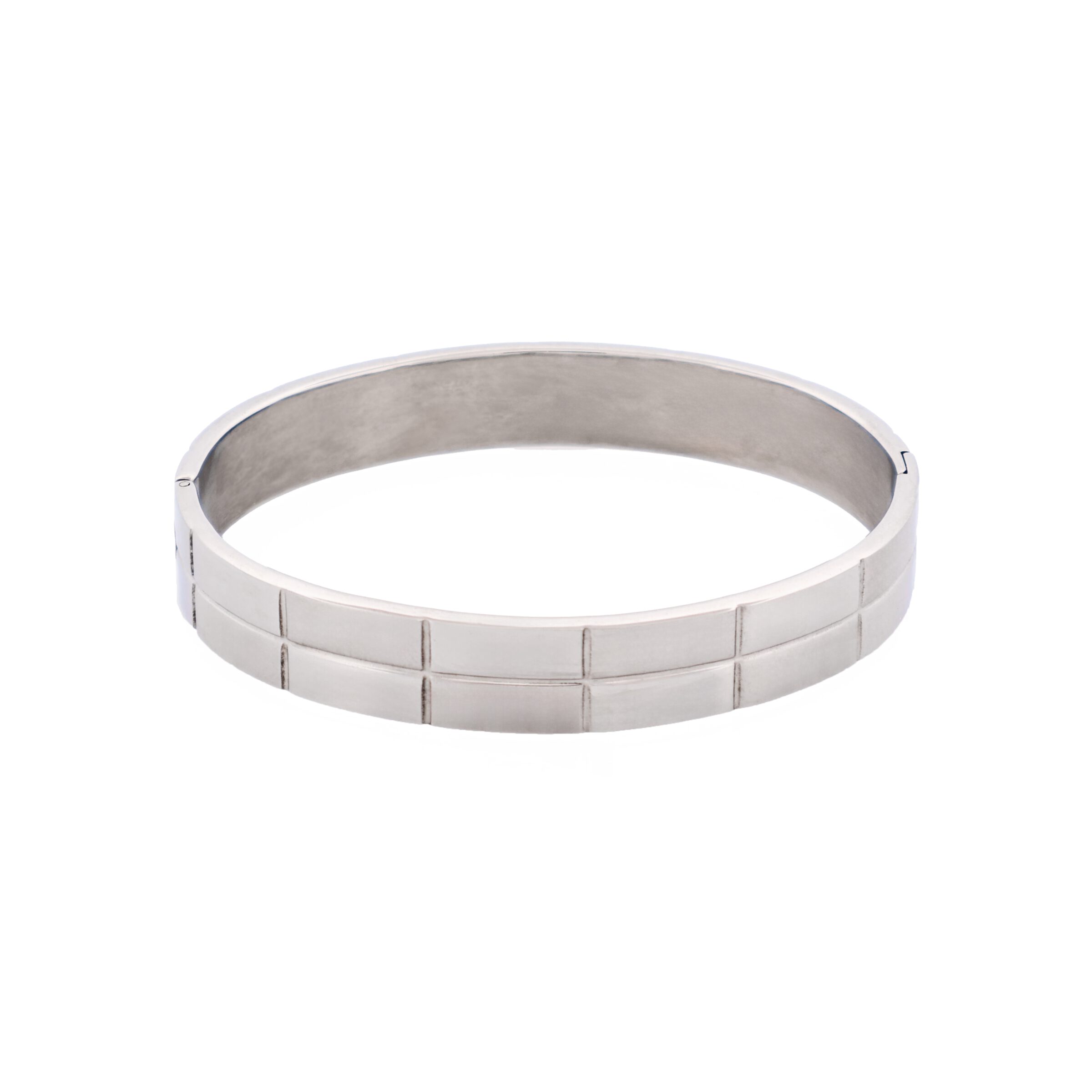 Brushed Stainless Steel Brick Pattern Bangle