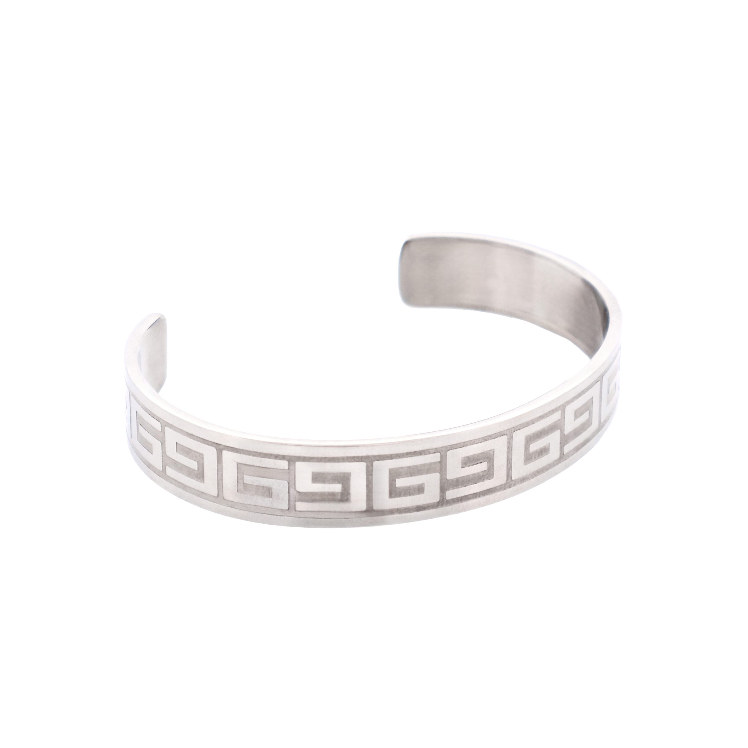 Stainless Greek Key Pattern Cuff