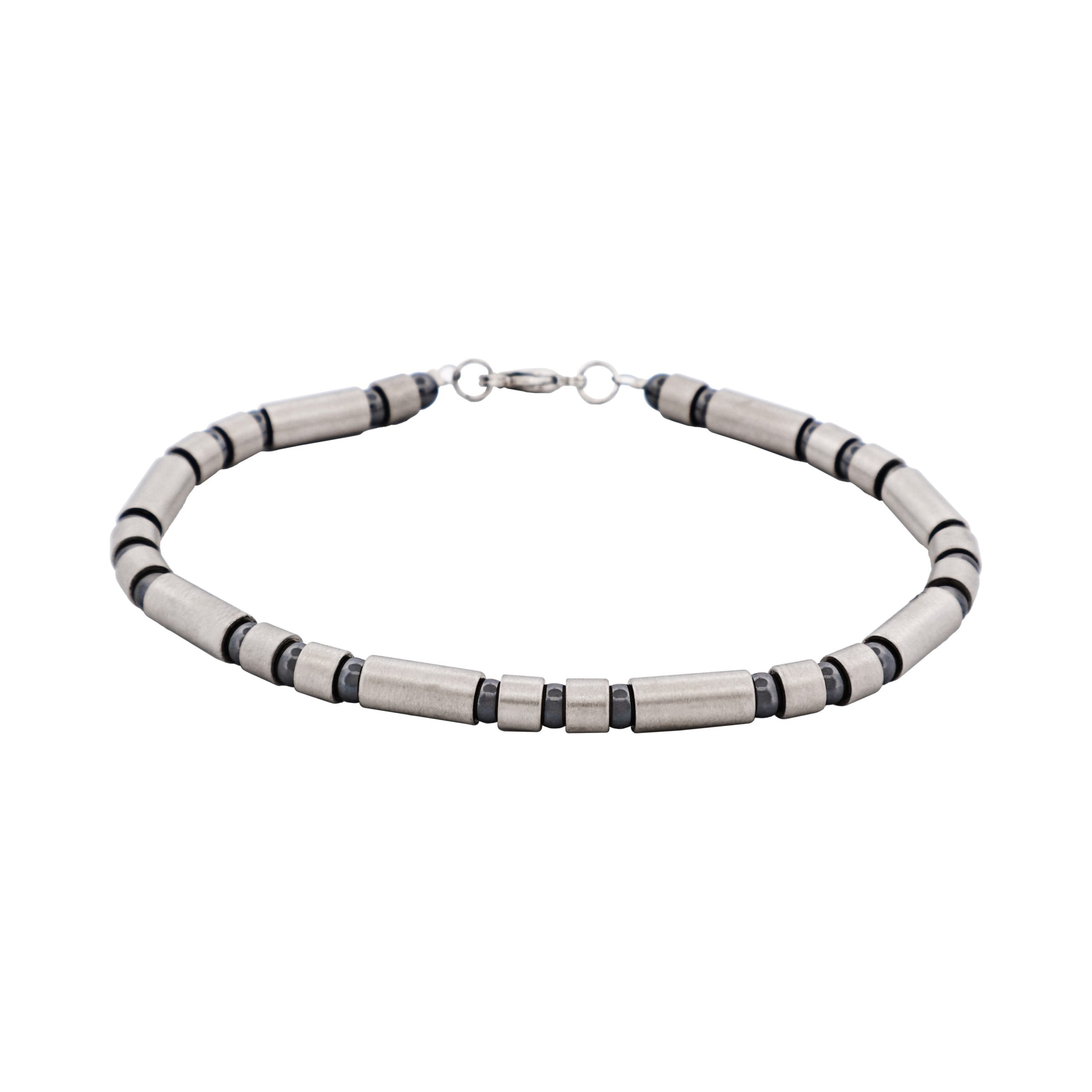 Stainless Steel Tube Bead & Ball Bracelet