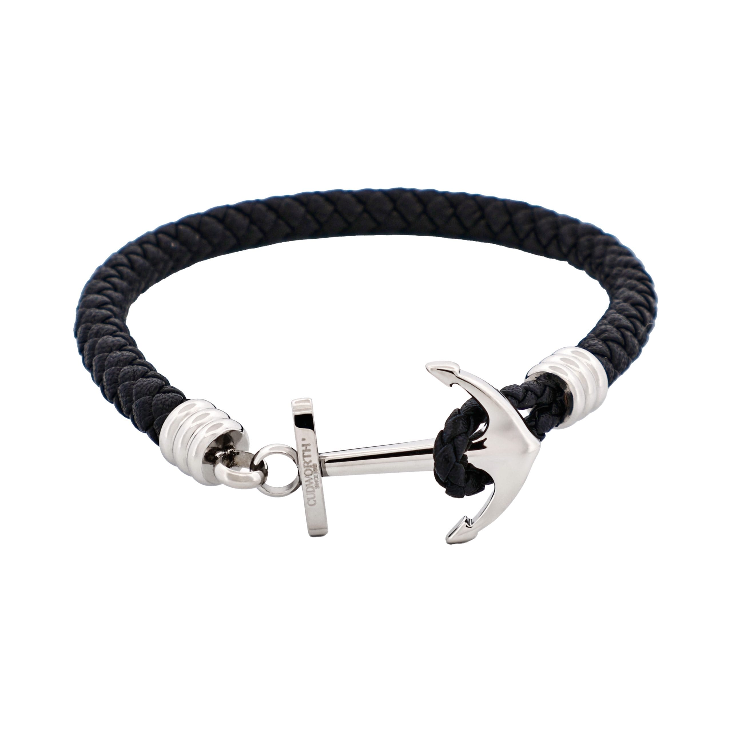 Stainless Steel & Black Anchor Bracelet