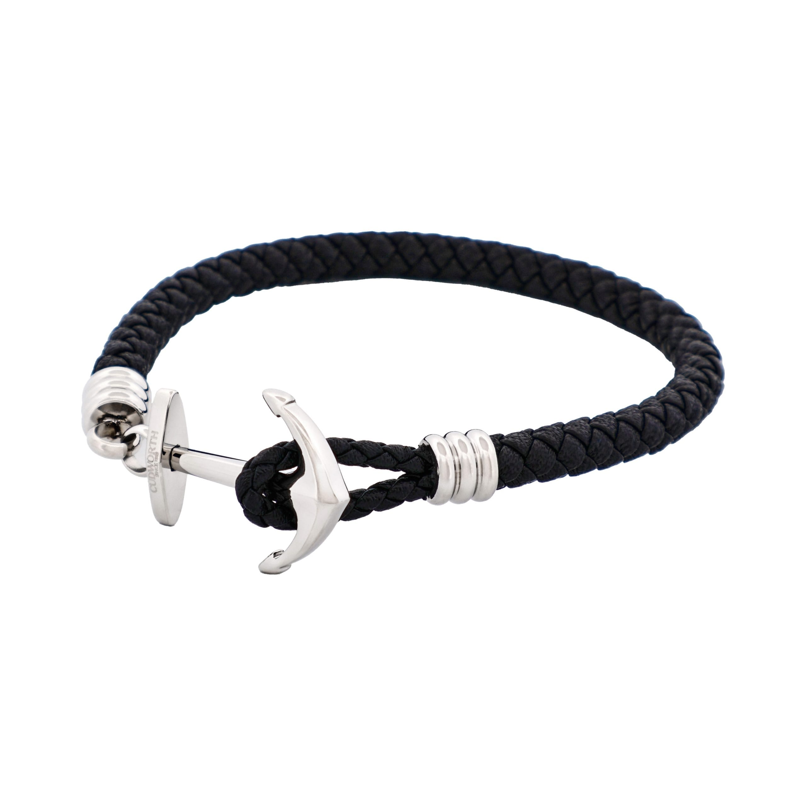 Stainless Steel & Black Anchor Bracelet