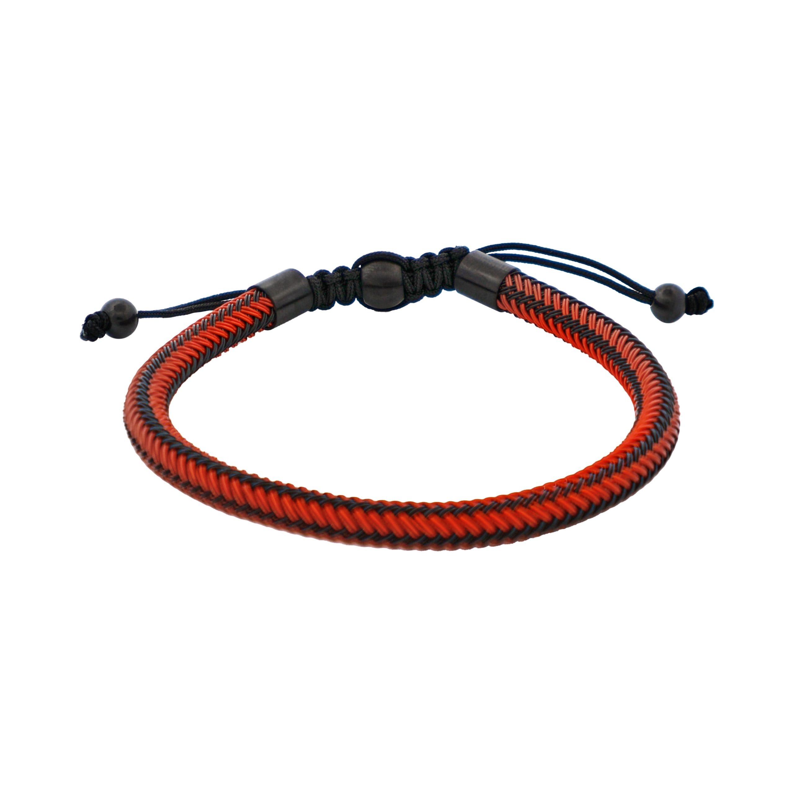 Stainless Steel & Red Cord Macrame Bracelet
