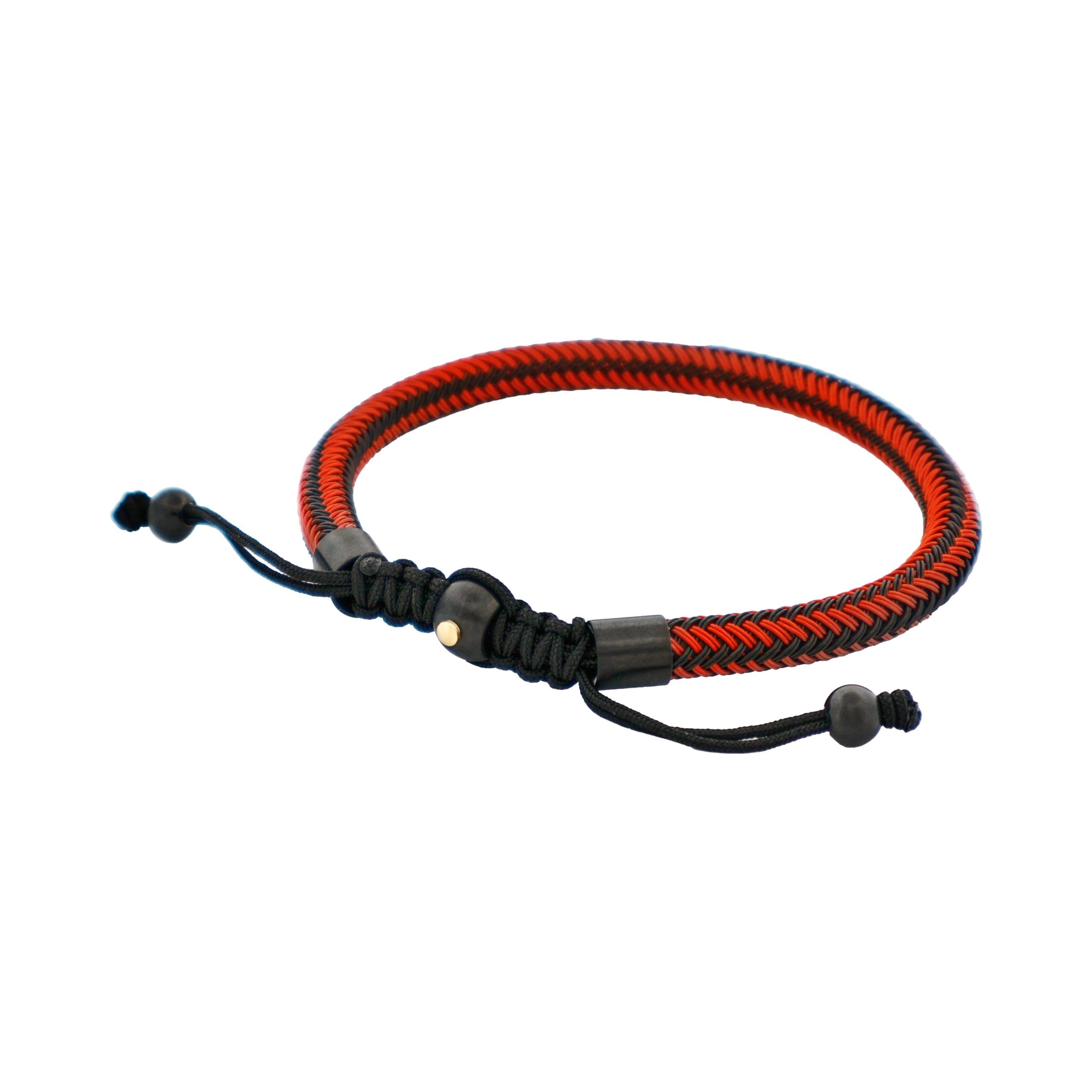 Stainless Steel & Red Cord Macrame Bracelet