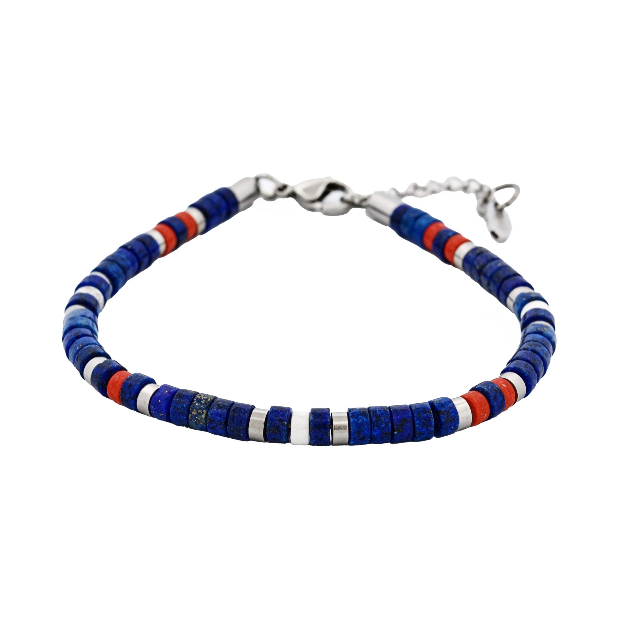 Savage - Multi Coloured Semi-Precious Stone & Stainless Steel Disc Bracelet