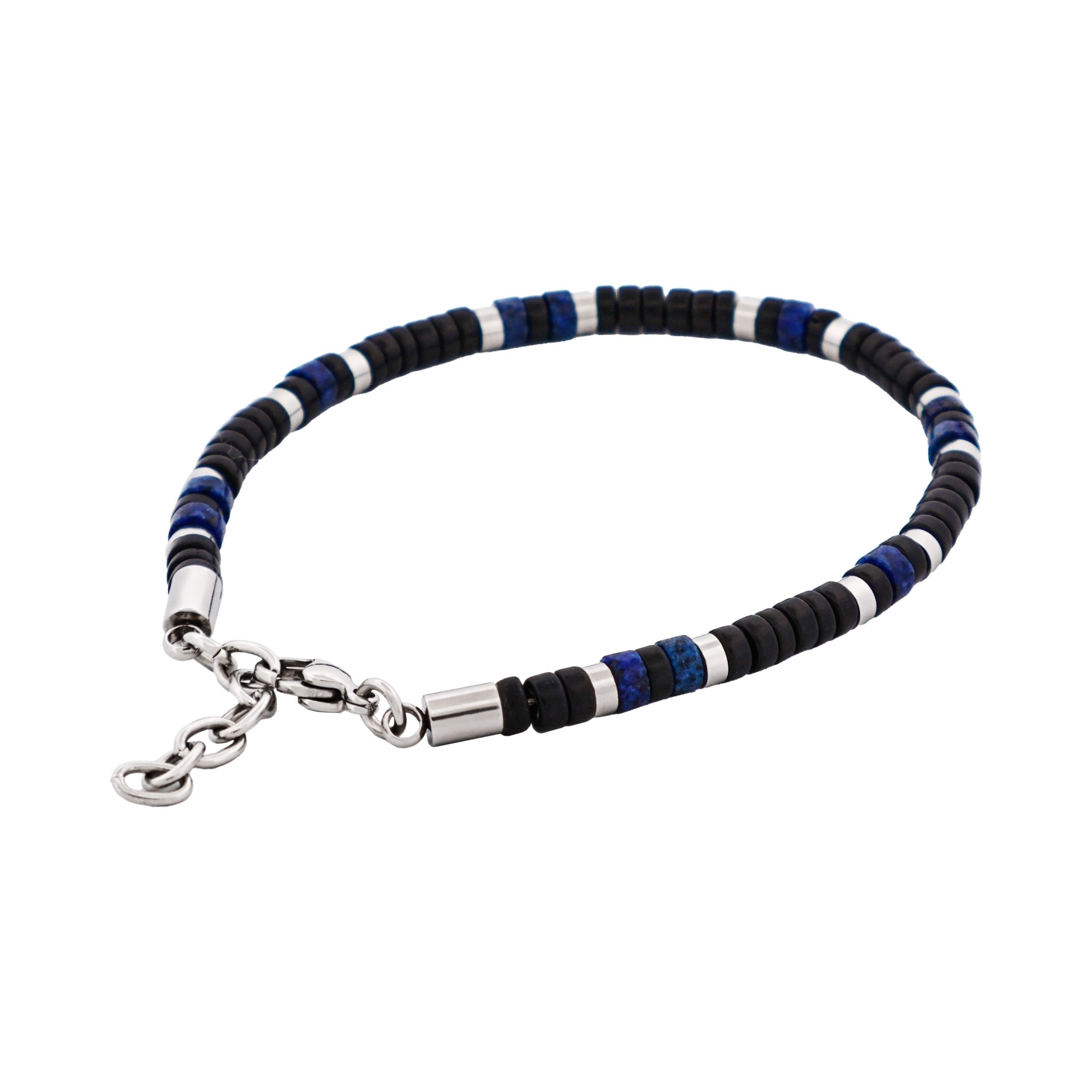 Savage - Agate & Lapis Lazuli & Stainless Steel Disc Bracelet
