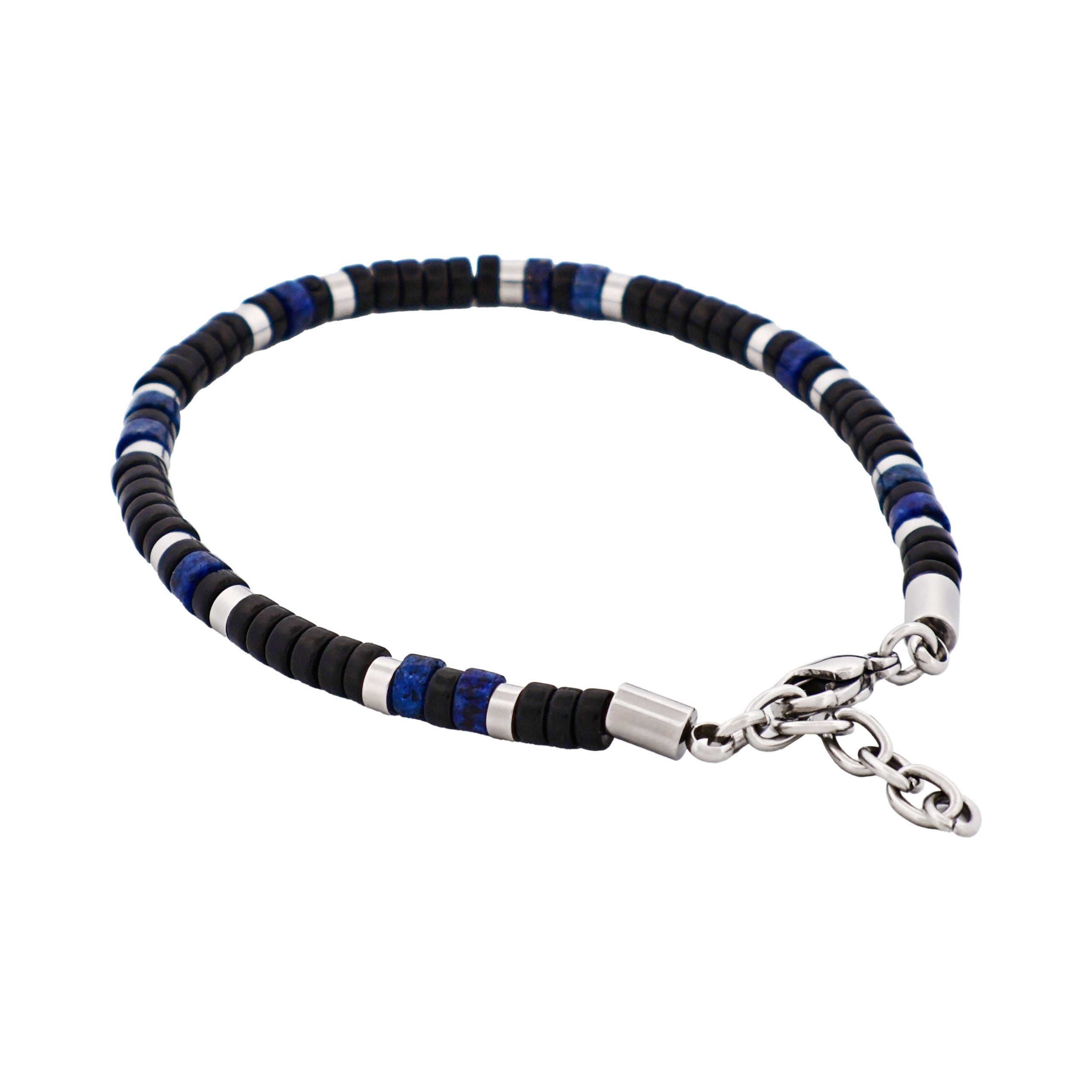 Savage - Agate & Lapis Lazuli & Stainless Steel Disc Bracelet