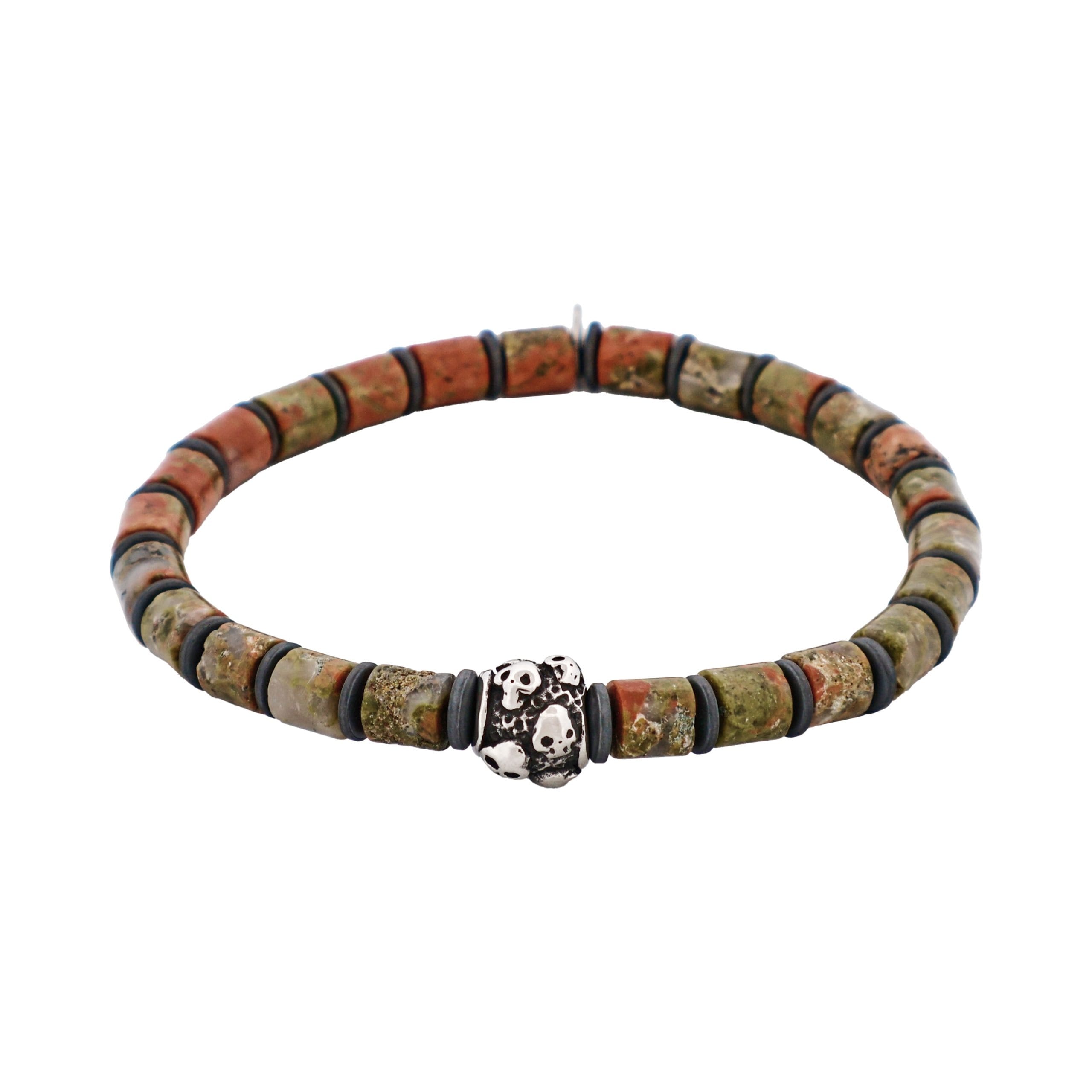 Savage - Epidote Stone & Stainless Steel Disc Bracelet