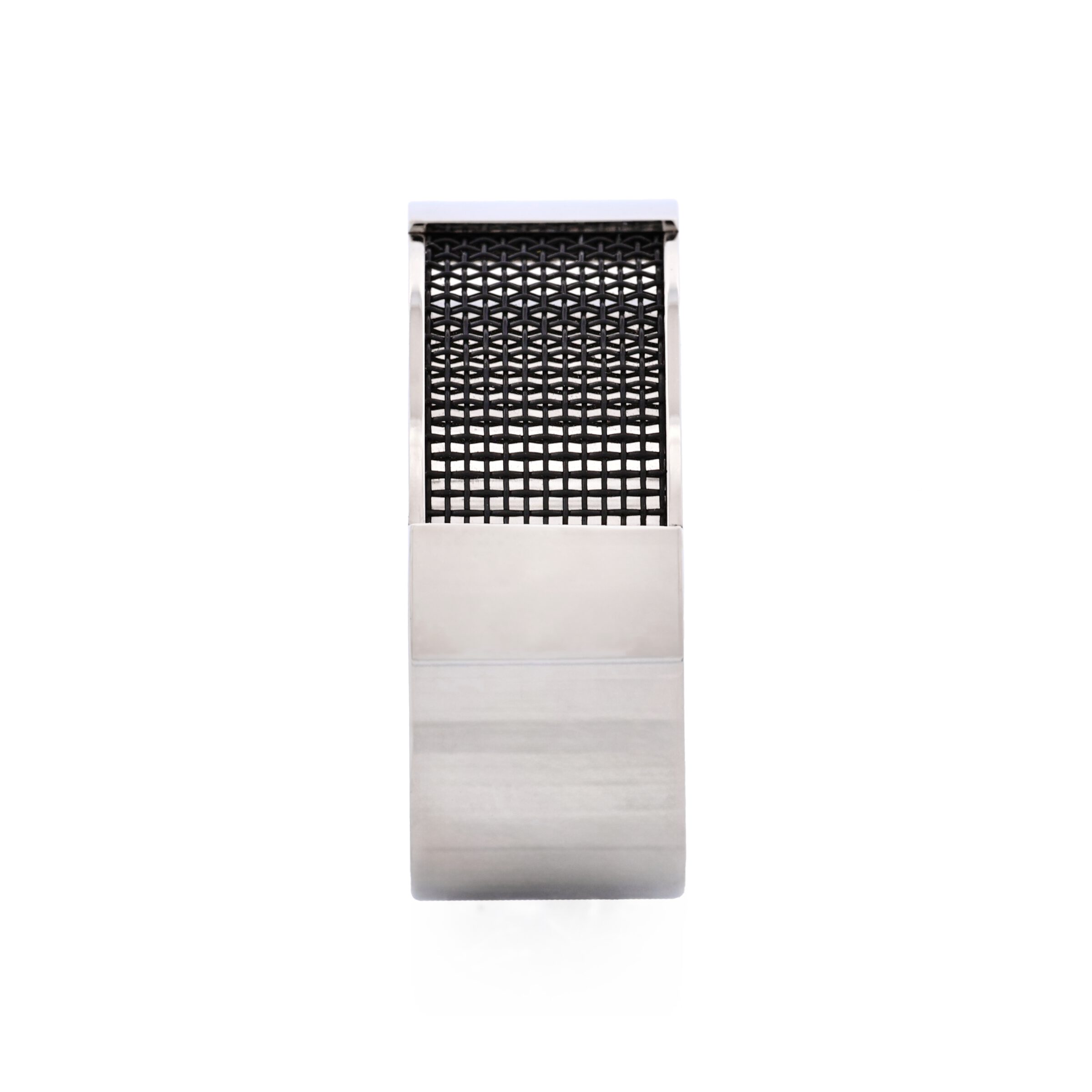 Stainless Steel and Ion Plated Black Mesh Pattern Ring