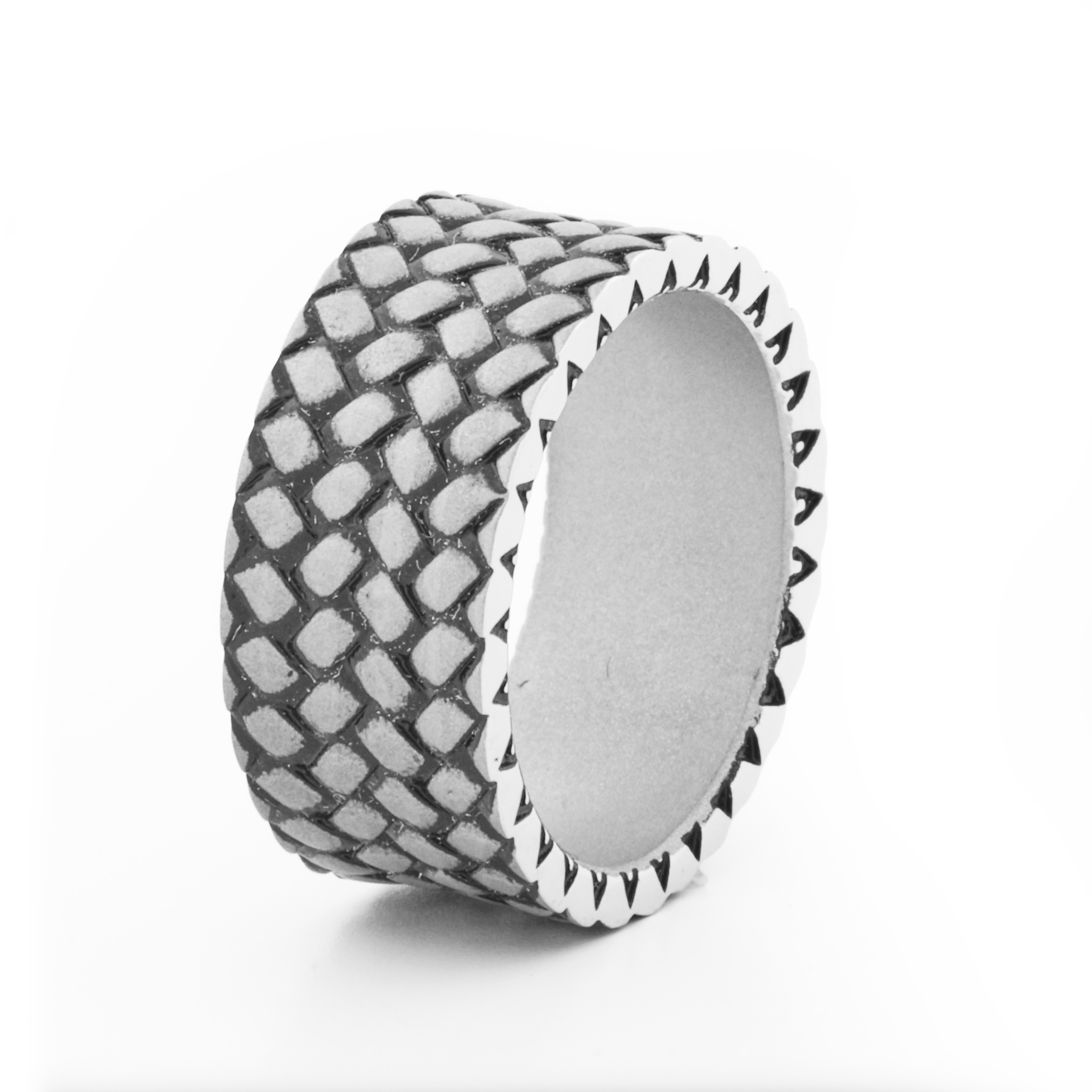 Stainless Steel Sand Blasted Tyre pattern Ring