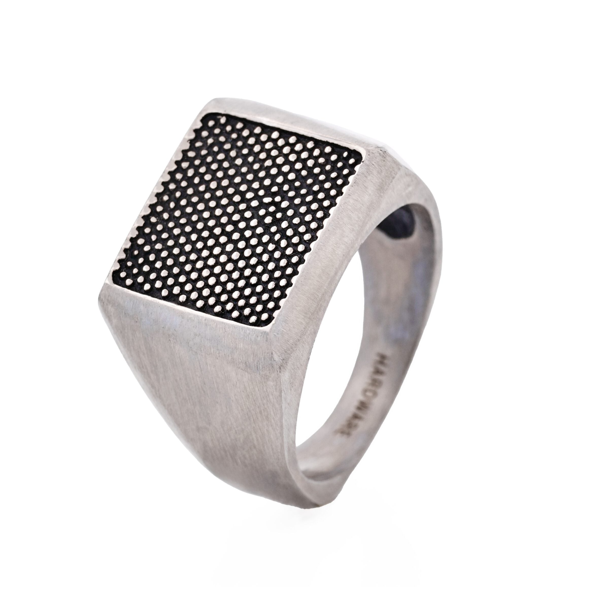 Ion Plated Antique and Brushed Stainless Steel Signet Ring