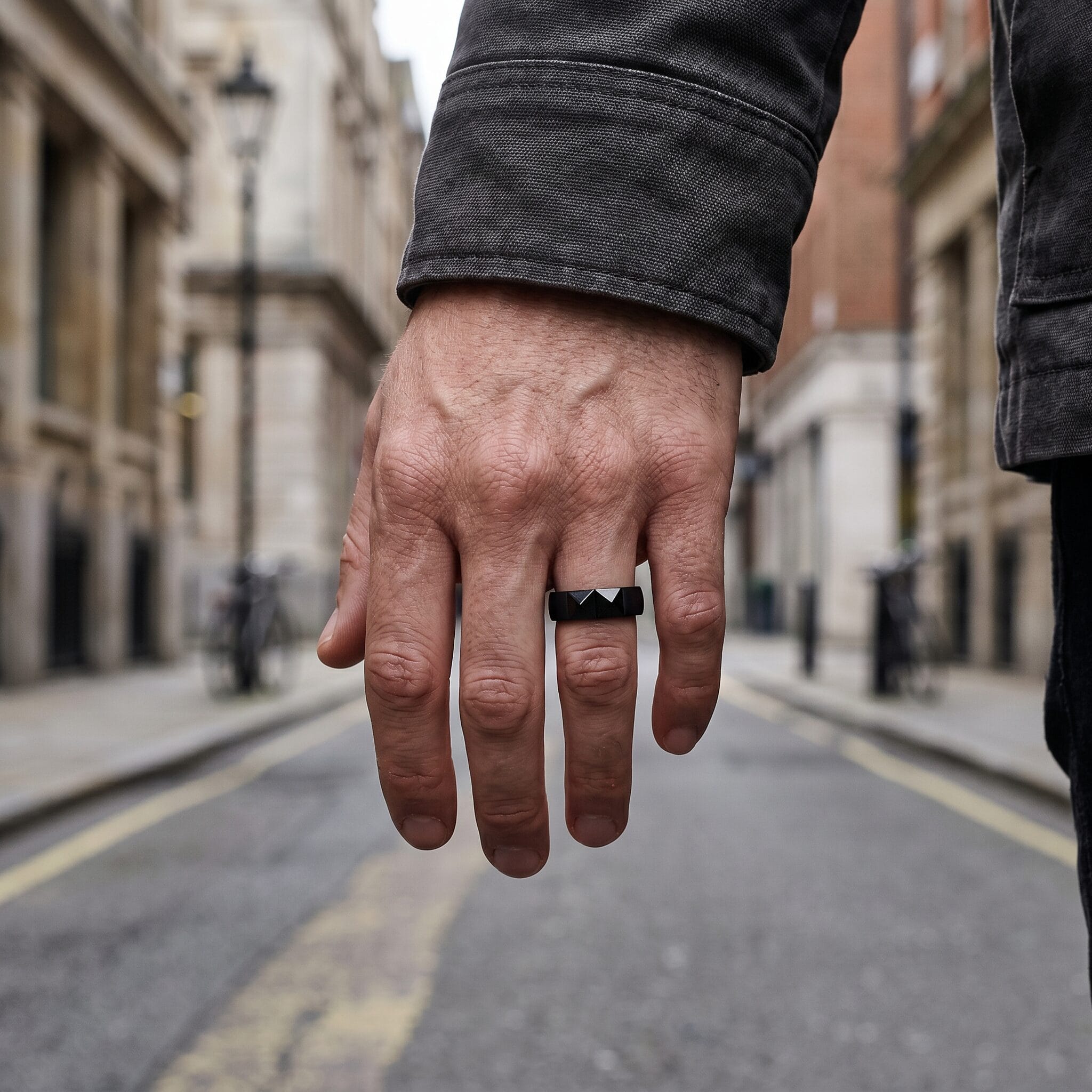 Black Cubic Zirconia on Brushed Black Ion Plated Stainless Steel Ring