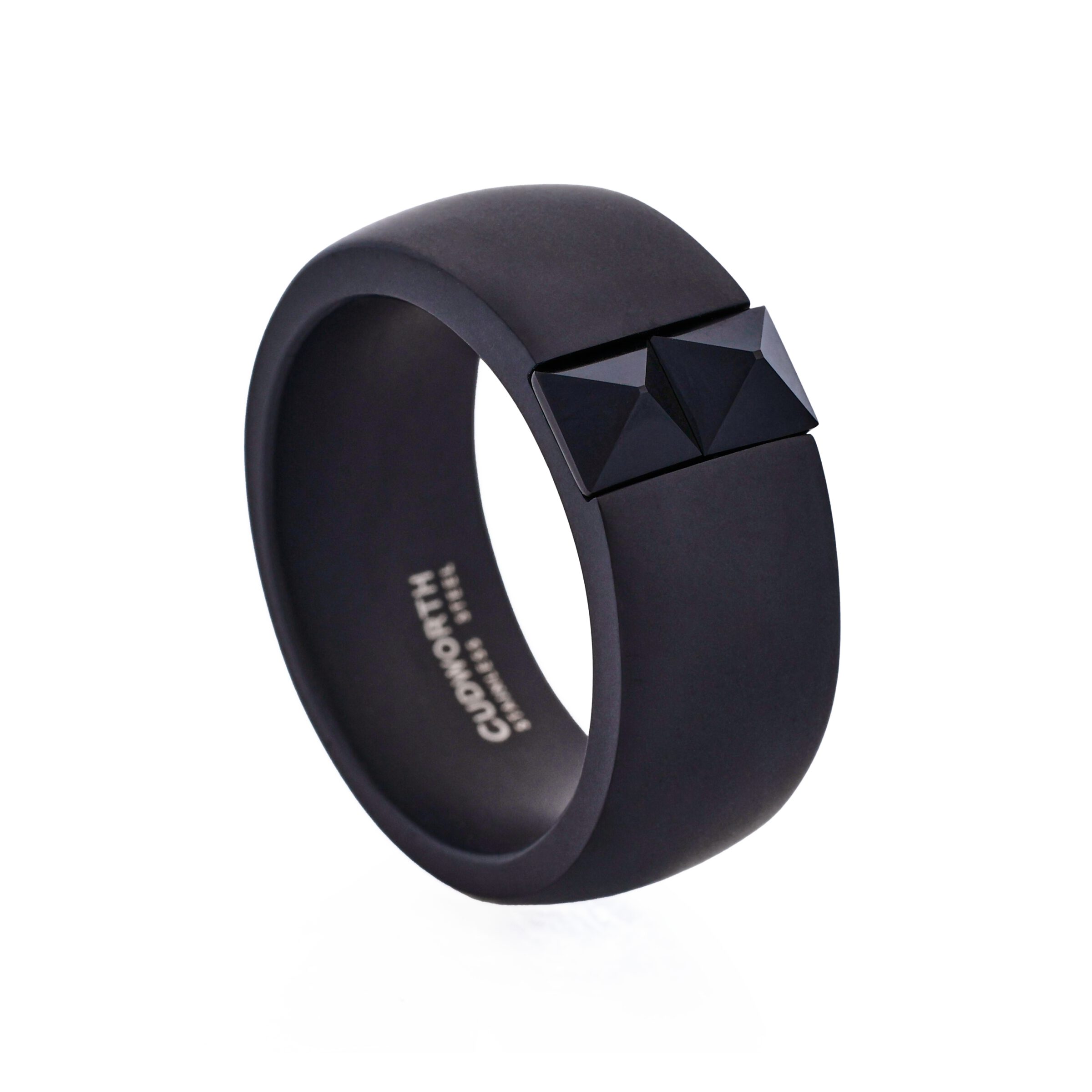 Black Cubic Zirconia on Brushed Black Ion Plated Stainless Steel Ring