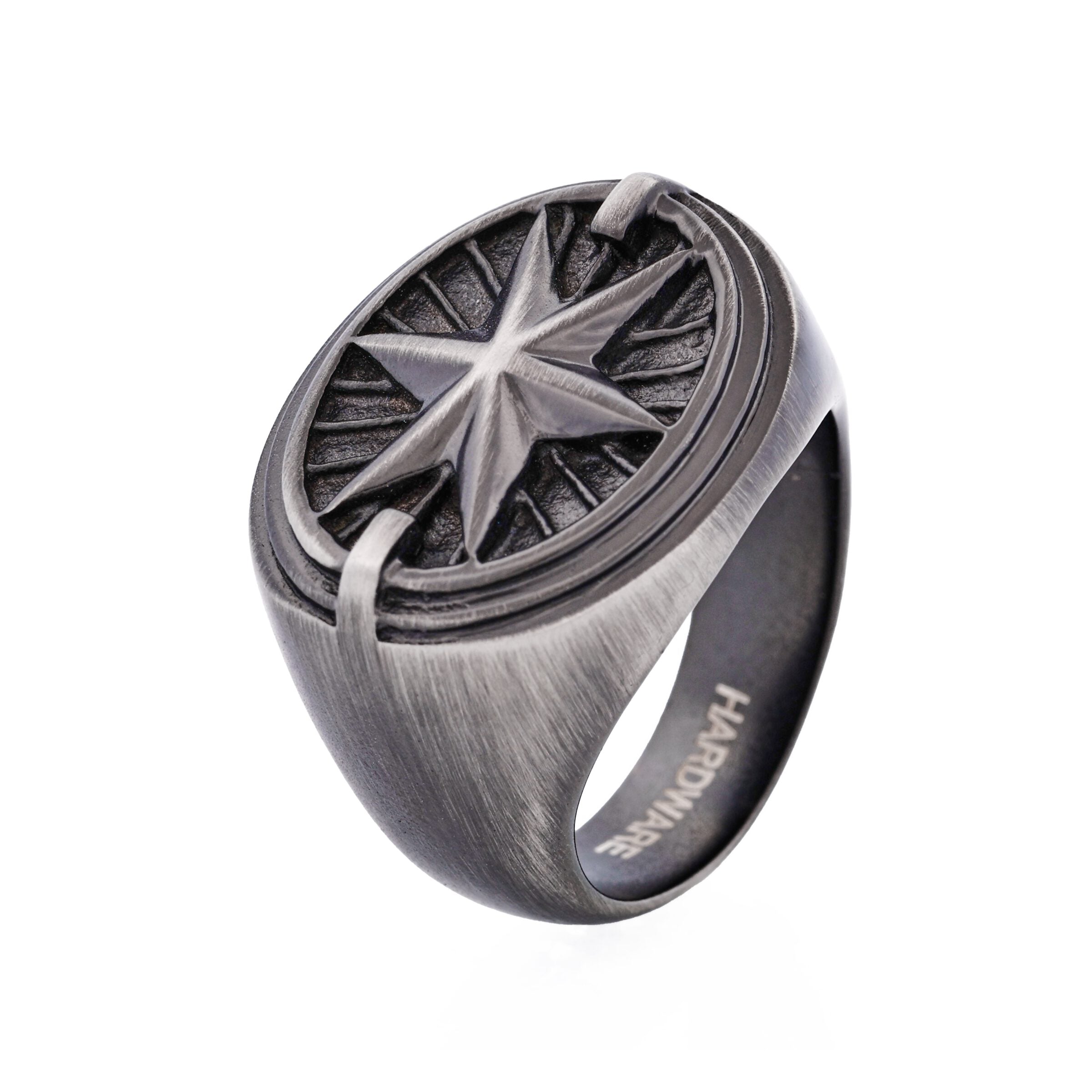 Ion Plated Antique Gunmetal Stainless Steel Ring